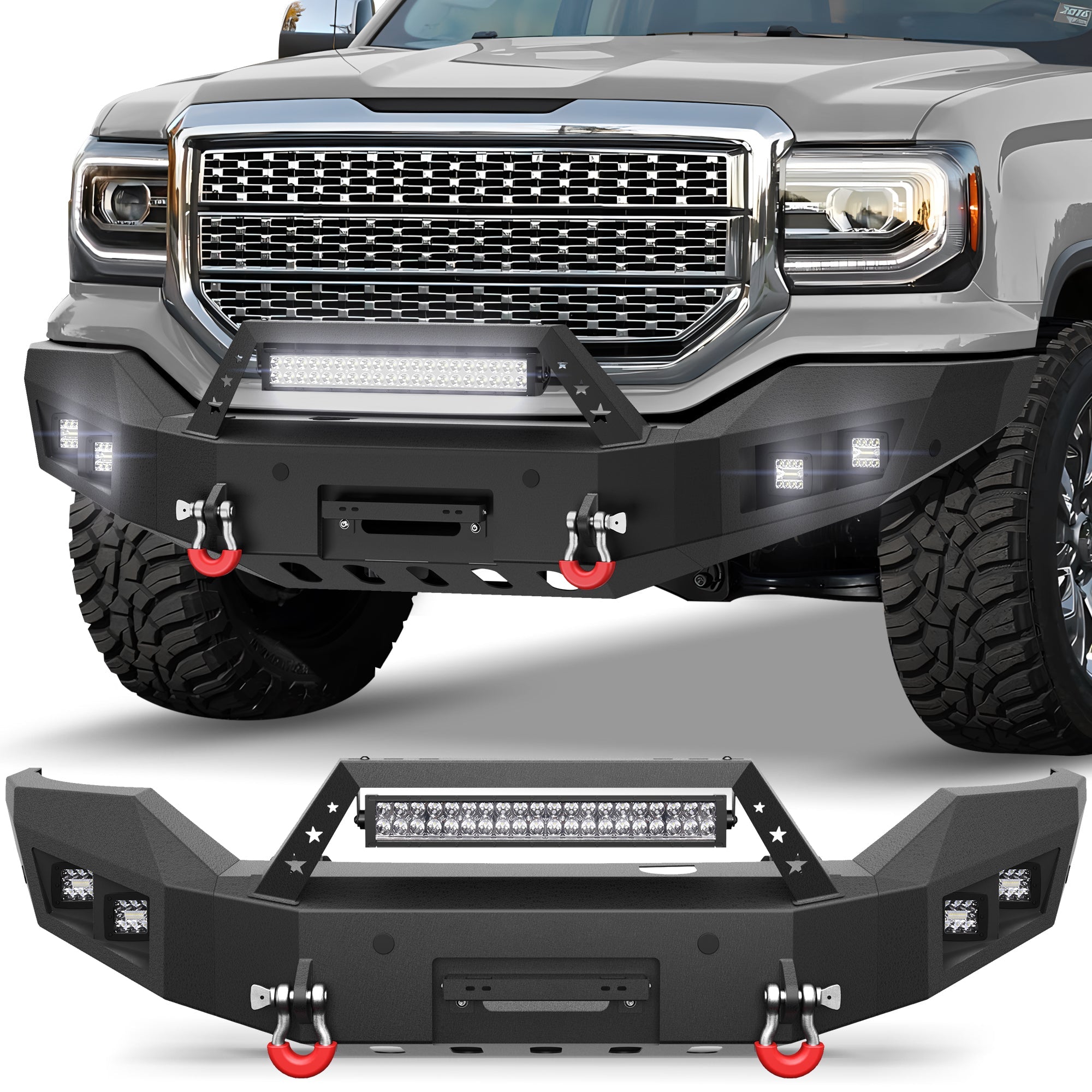 Sierra 1500 Front Bumper for 2016 2017 2018 GMC Sierra 1500 w/Winch Plate - nadiaauto