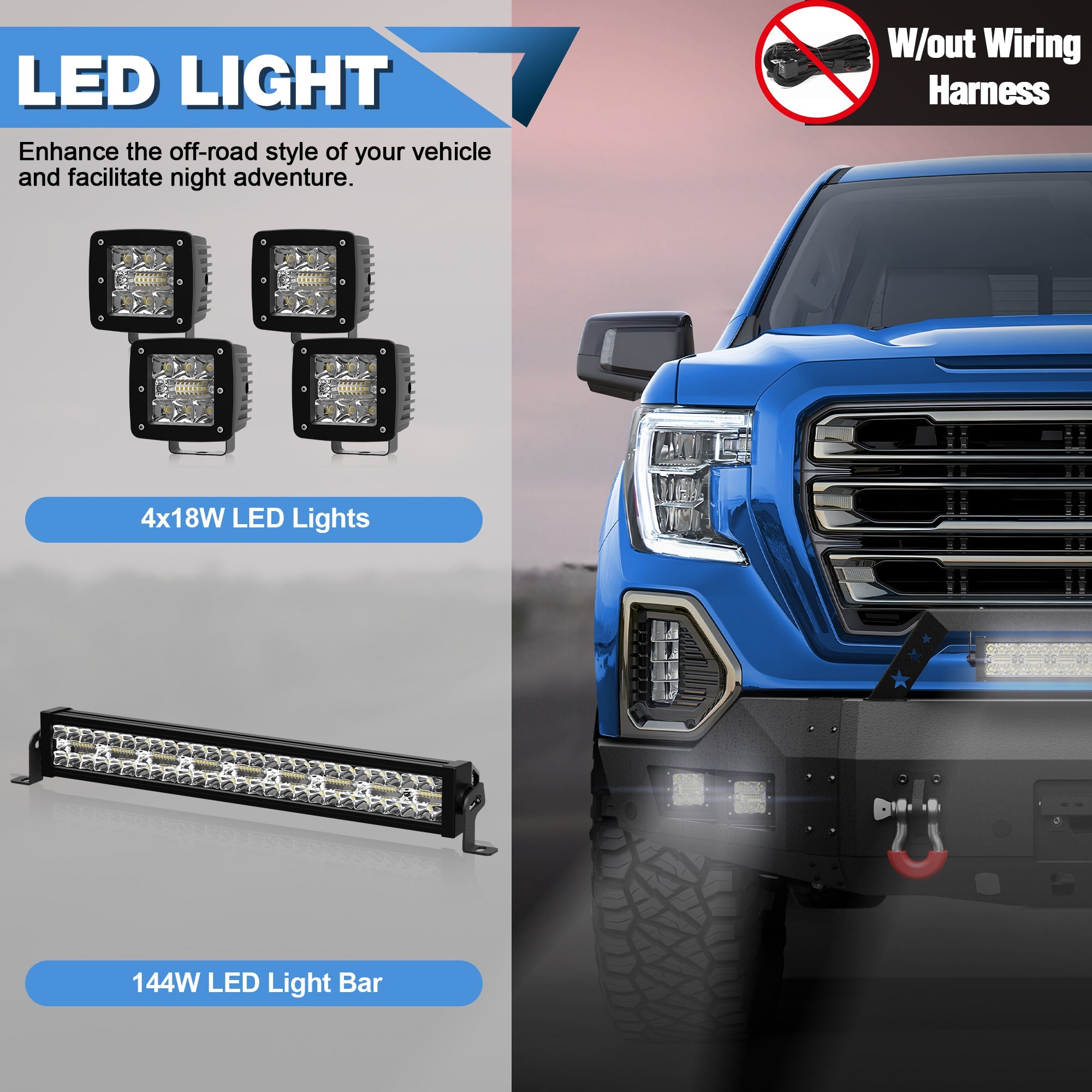 Heavy Duty Steel Front Bumper with Winch Plate Fits 2019 to 2022 GMC Sierra 1500