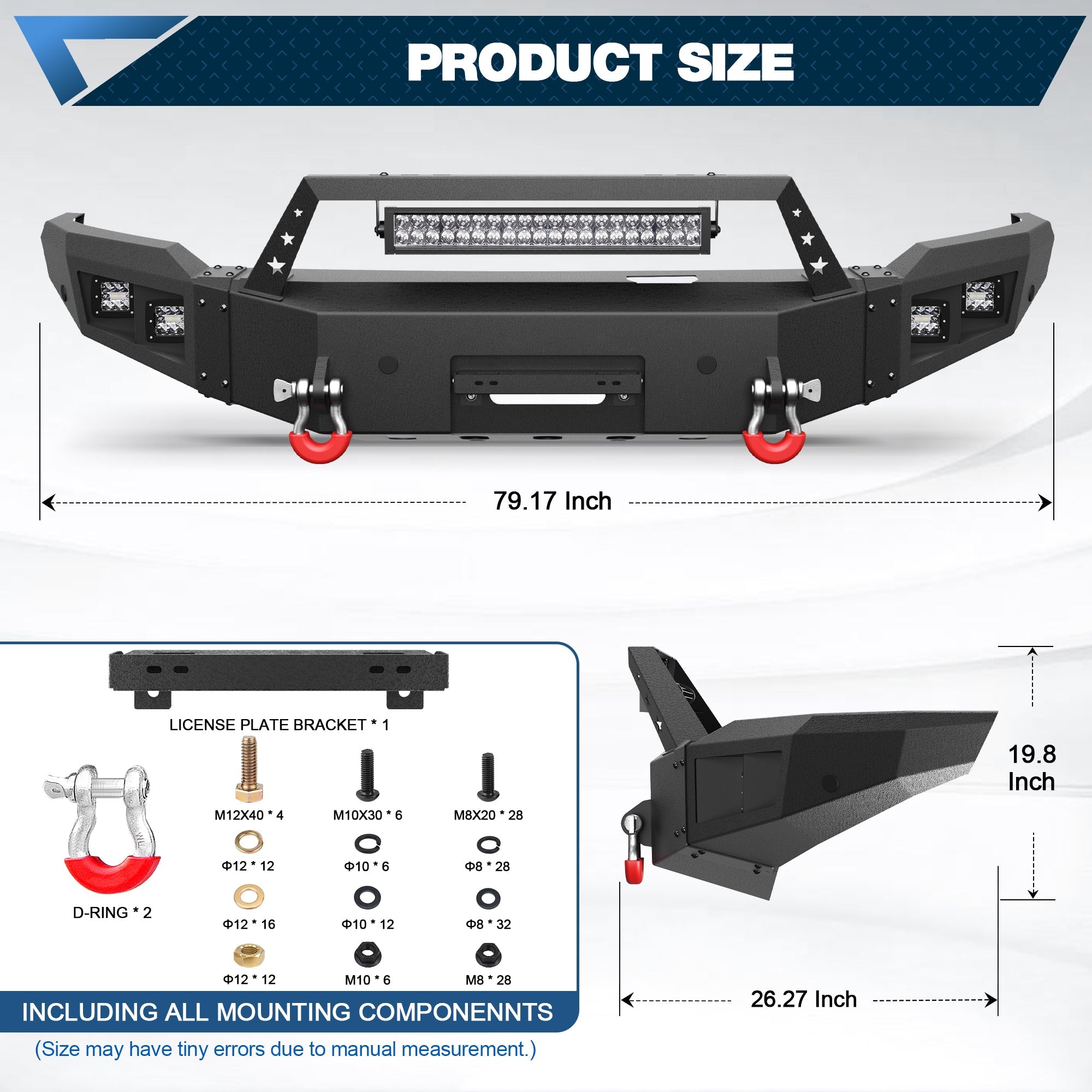Sierra 1500 Steel Truck Front Bumper for 2014 2015 GMC Sierra 1500 w/Winch Plate - nadiaauto
