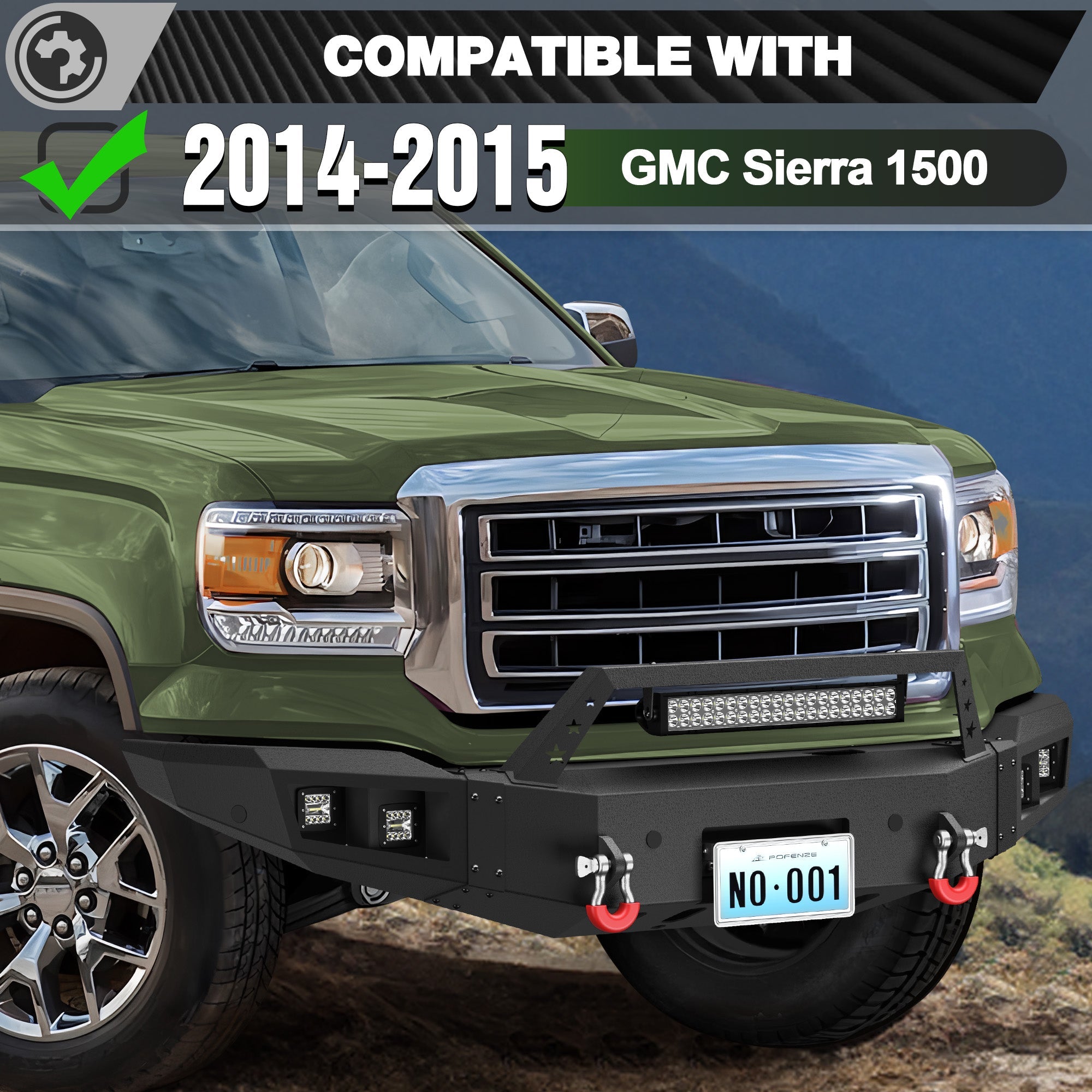Sierra 1500 Steel Truck Front Bumper for 2014 2015 GMC Sierra 1500 w/Winch Plate - nadiaauto