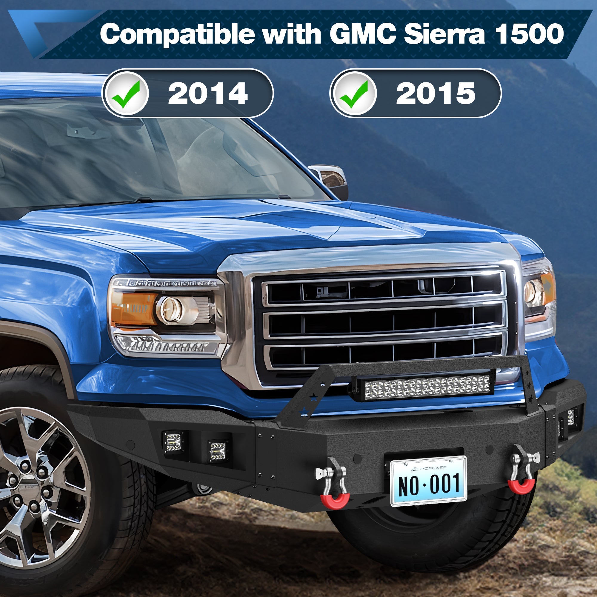 Sierra 1500 Steel Truck Front Bumper for 2014 2015 GMC Sierra 1500 w/Winch Plate - nadiaauto