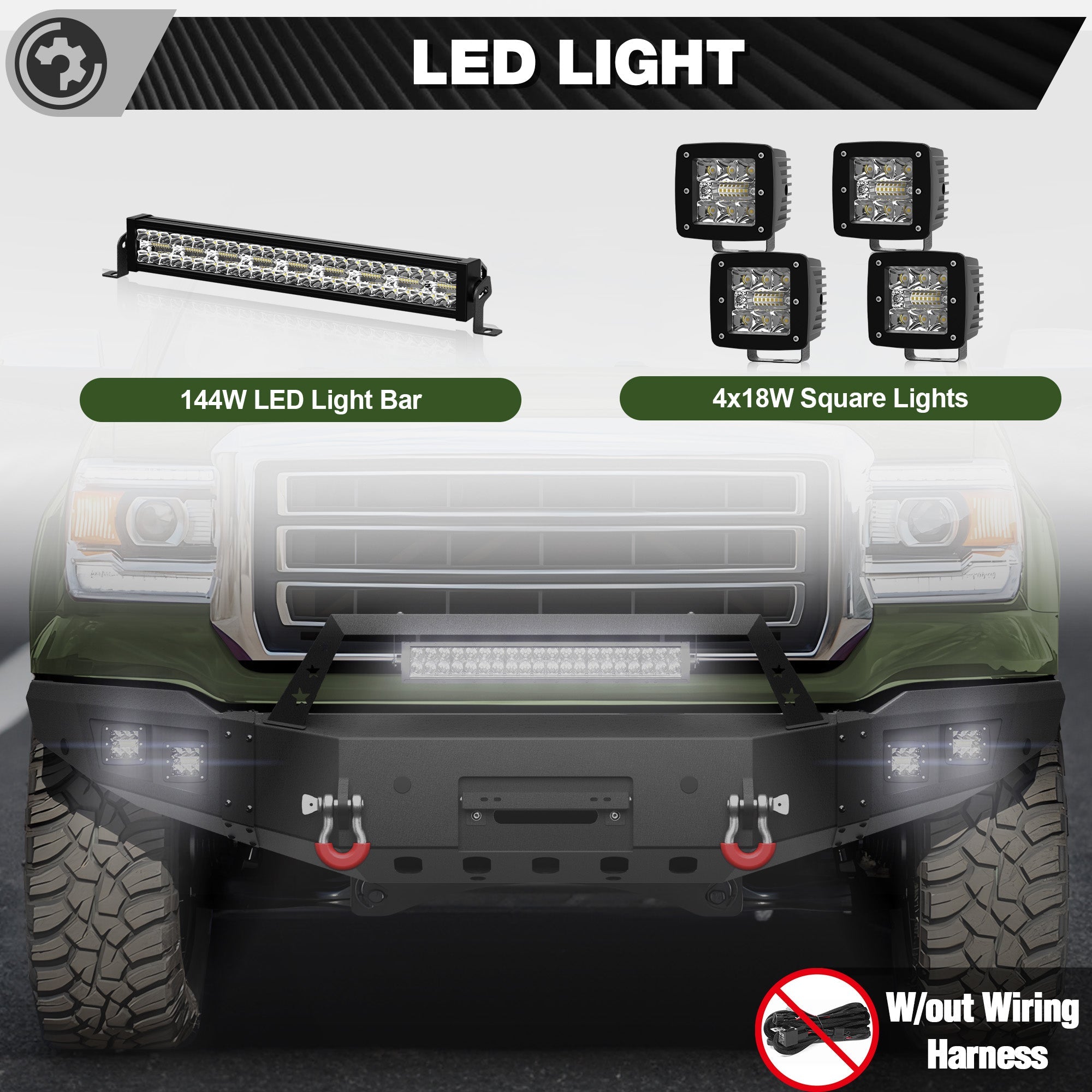 Sierra 1500 Steel Truck Front Bumper for 2014 2015 GMC Sierra 1500 w/Winch Plate - nadiaauto