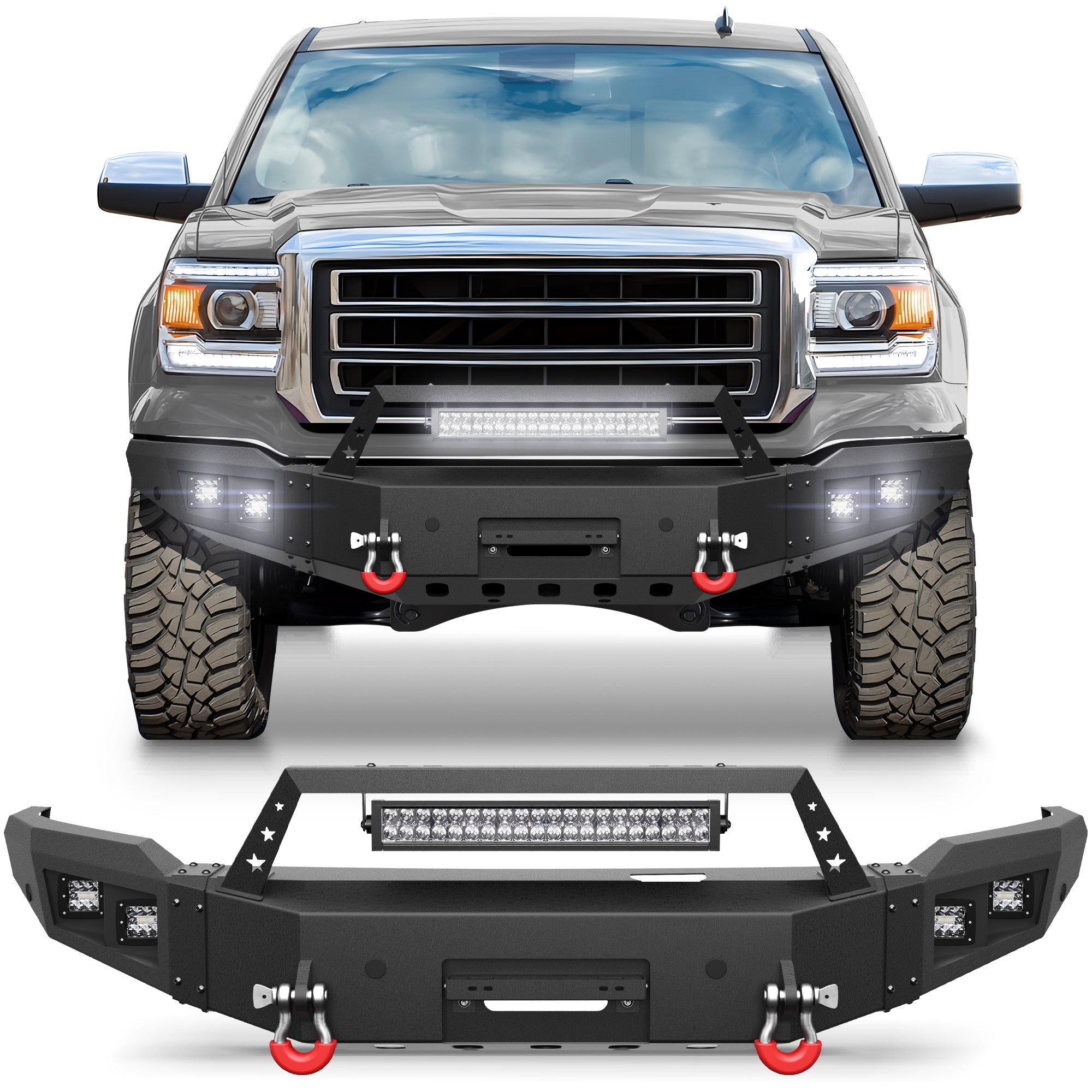 Sierra 1500 Steel Truck Front Bumper for 2014 2015 GMC Sierra 1500 w/Winch Plate - nadiaauto