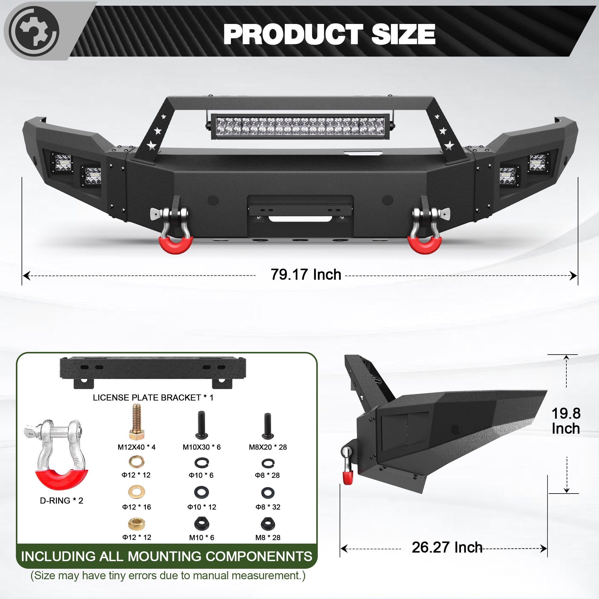 Sierra 1500 Steel Truck Front Bumper for 2014 2015 GMC Sierra 1500 w/Winch Plate - nadiaauto