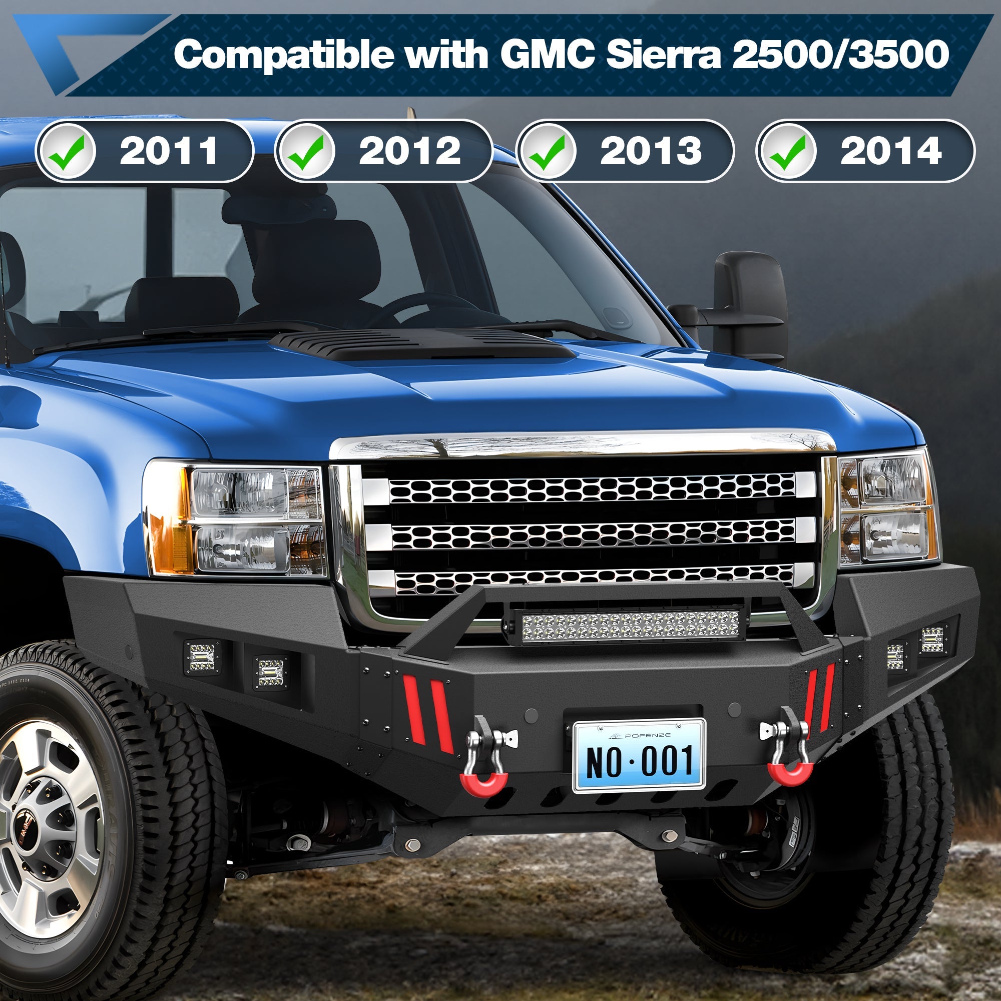 Sierra 2500 Front Bumper Compatible with GMC Sierra 2500/3500 HD 2011 2012 2013 2014 with Winch Plate - nadiaauto