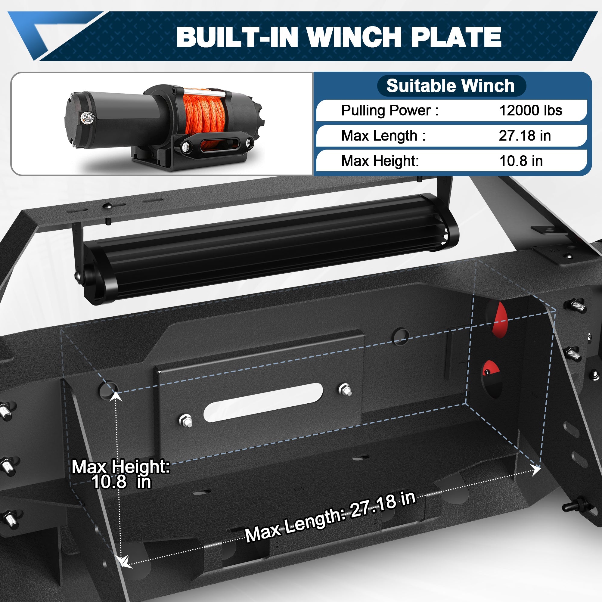 Sierra 2500 Front Bumper Compatible with GMC Sierra 2500/3500 HD 2011 2012 2013 2014 with Winch Plate - nadiaauto