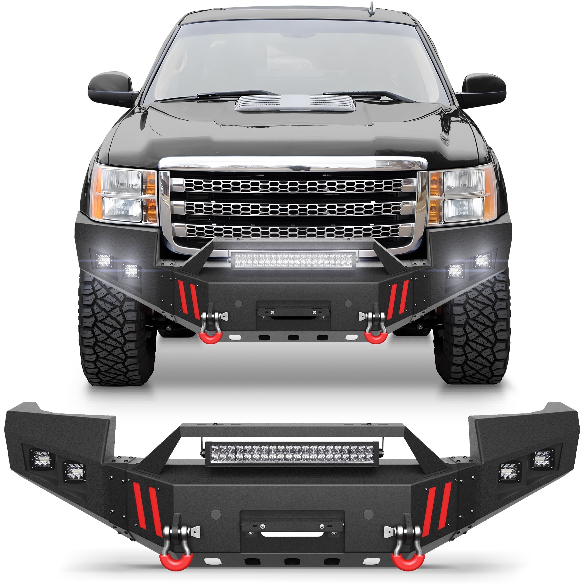 Sierra 2500 Front Bumper Compatible with GMC Sierra 2500/3500 HD 2011 2012 2013 2014 with Winch Plate - nadiaauto