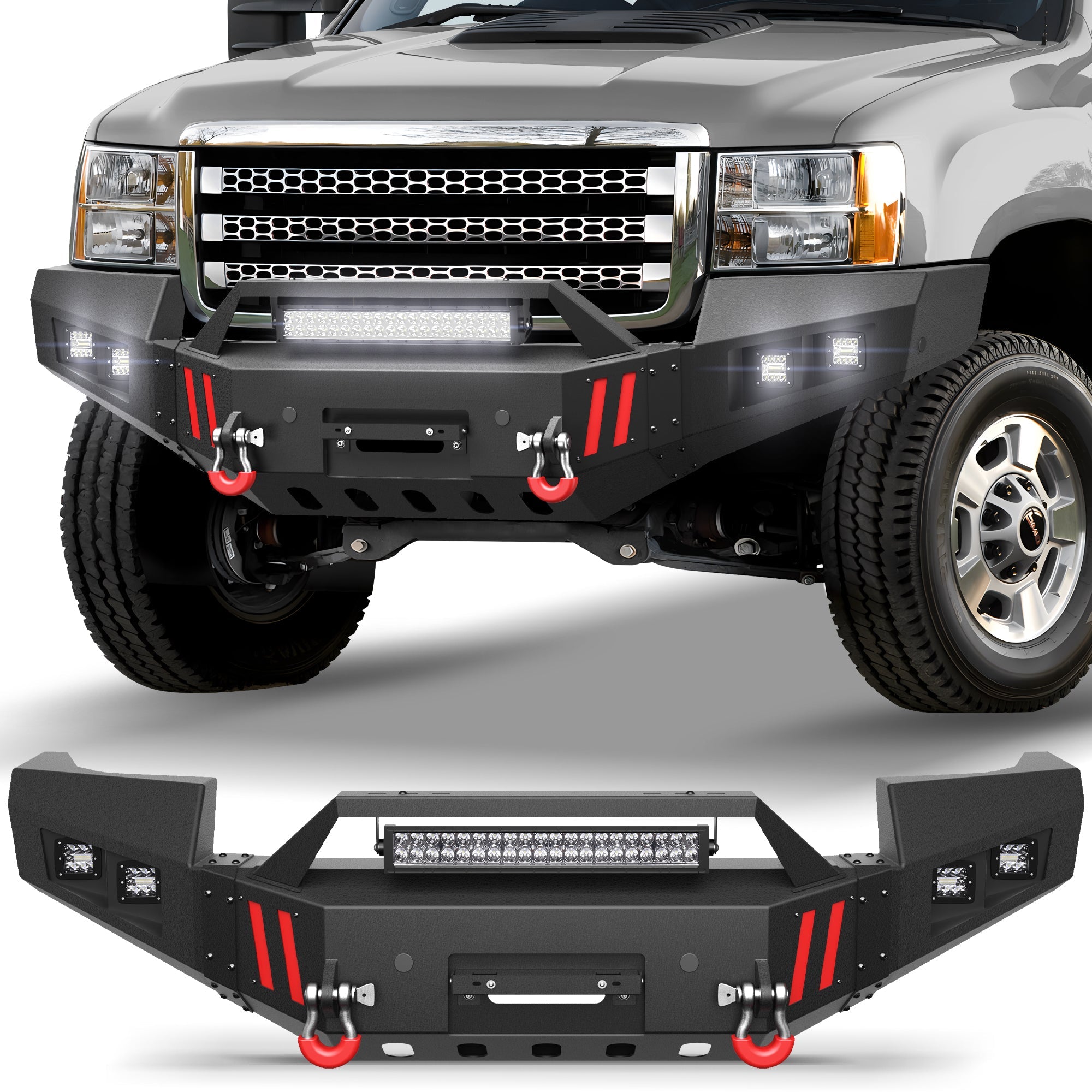 Sierra 2500 Front Bumper Compatible with GMC Sierra 2500/3500 HD 2011 2012 2013 2014 with Winch Plate - nadiaauto