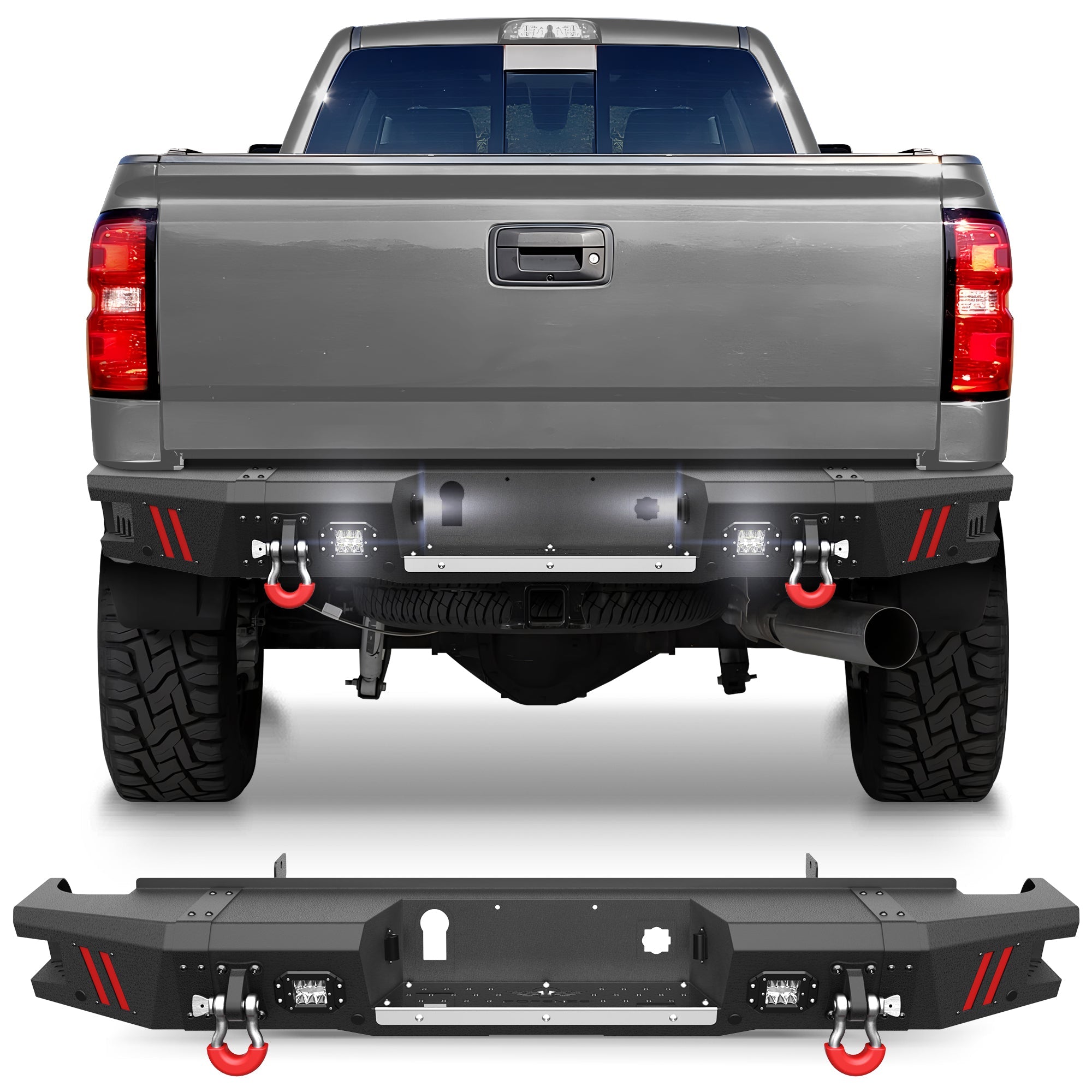 2015-2019 Chevy Silverado/ GMC Sierra 2500 Bumper with Winch Plate & Bright LED Lights - nadiaauto