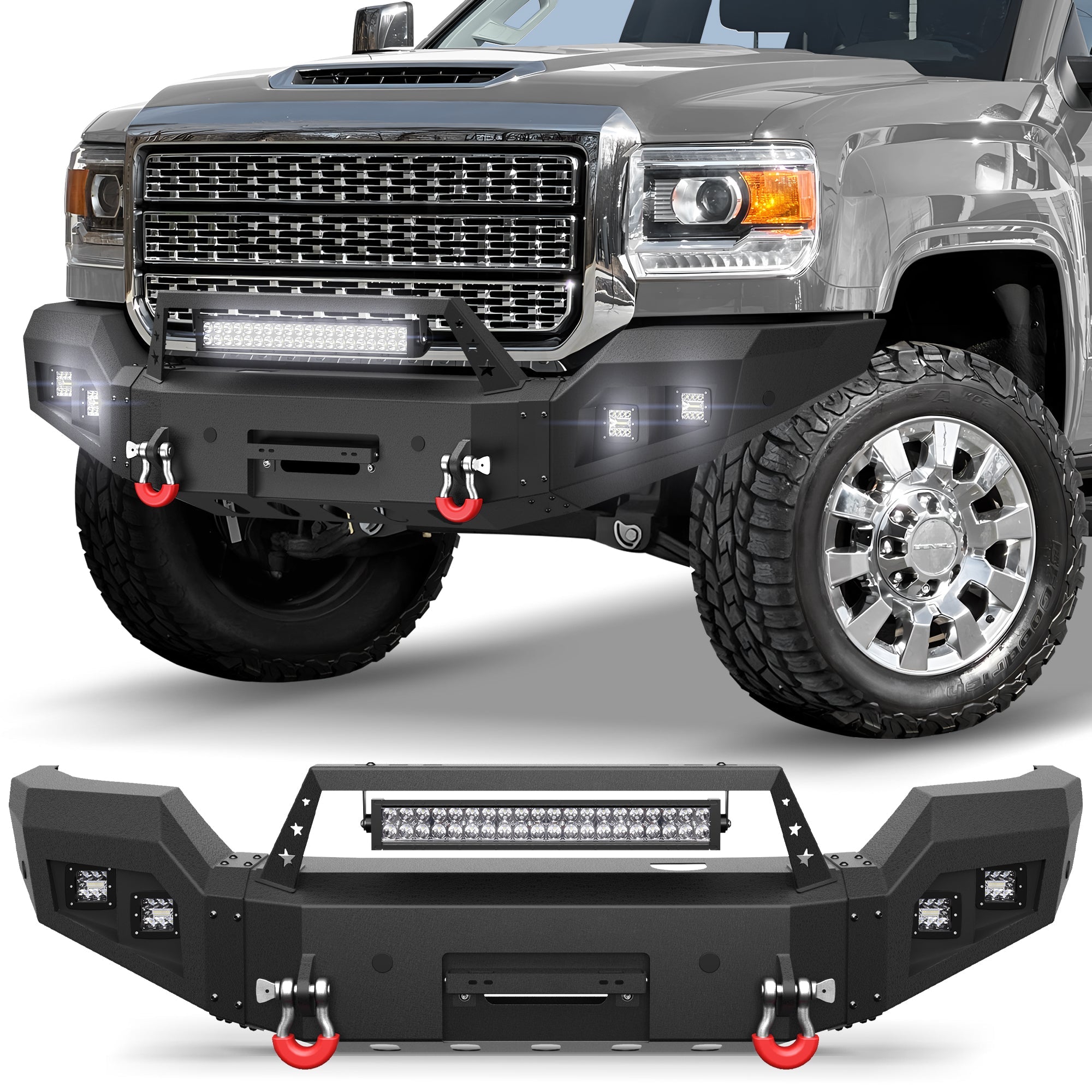 Sierra 2500/3500 Front Bumper Compatible with GMC Sierra 2500/3500 HD 2015 2016 2017 2018 2019 with Winch Plate - nadiaauto