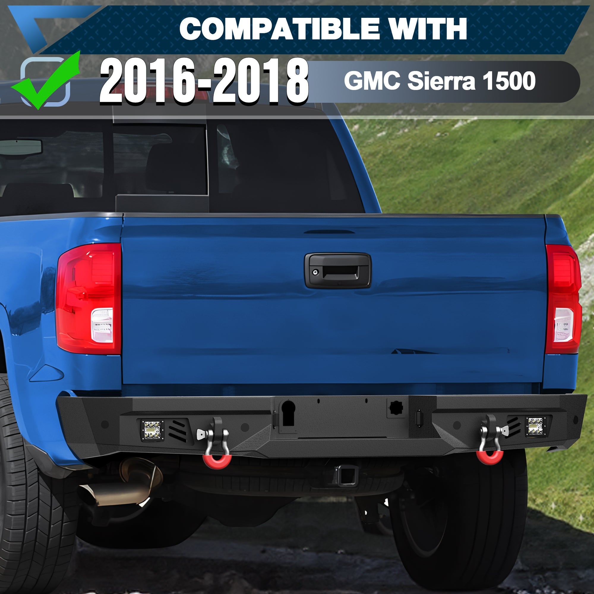 Sierra Front and Rear Bumper Set for 2016 2017 2018 GMC Sierra 1500 Pickup Truck with Winch Plate - nadiaauto