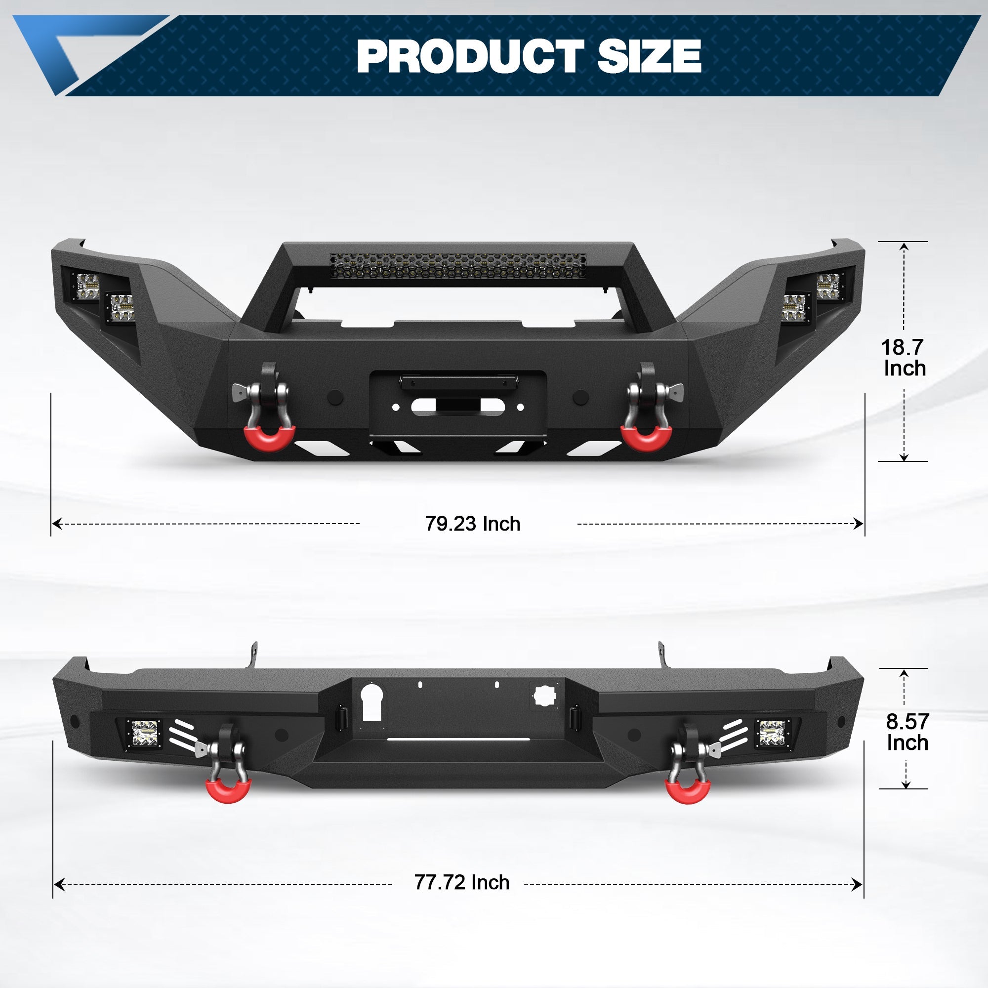 Sierra Front and Rear Bumper Set for 2016 2017 2018 GMC Sierra 1500 Pickup Truck with Winch Plate - nadiaauto