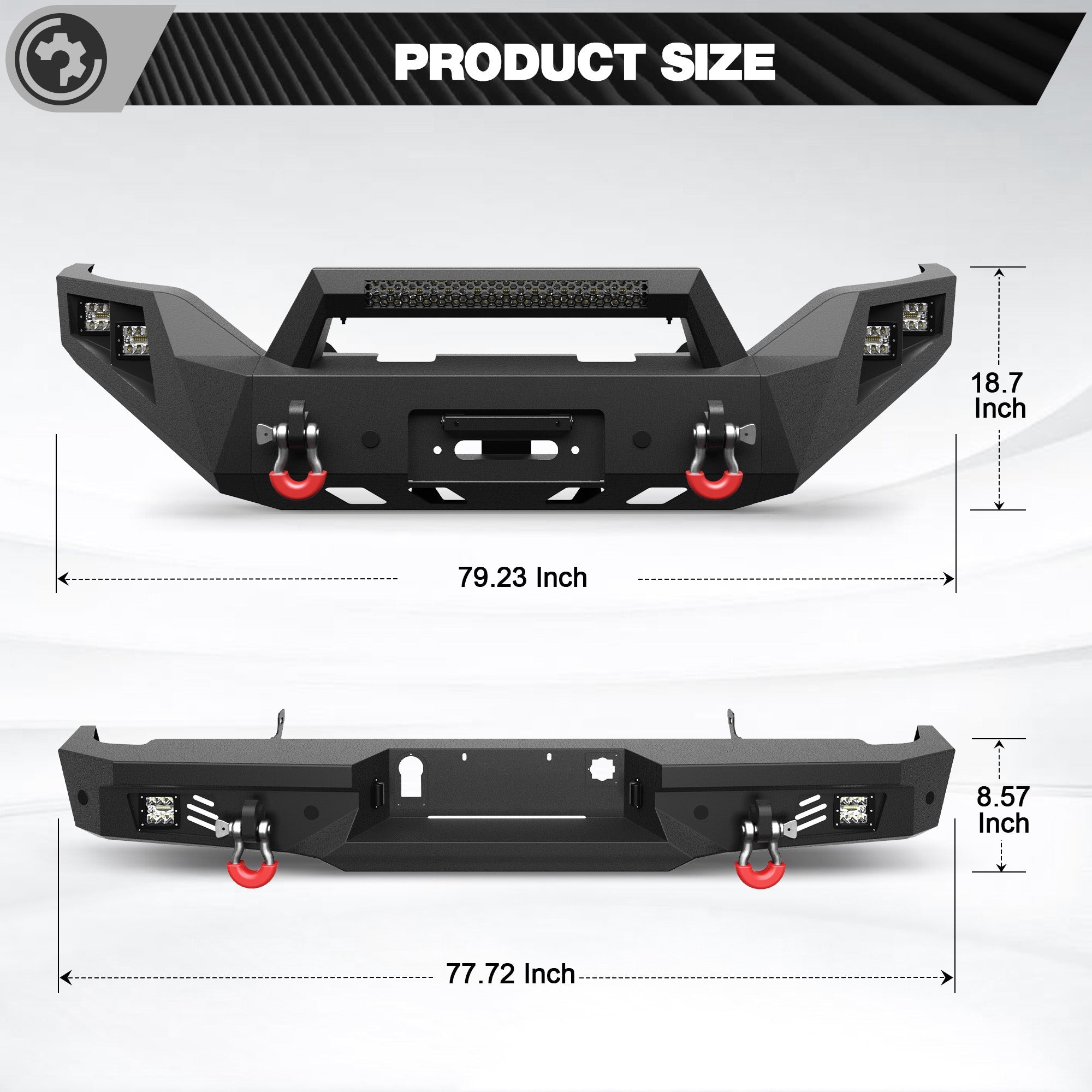 Sierra Front and Rear Bumper Set for 2016 2017 2018 GMC Sierra 1500 Pickup Truck with Winch Plate - nadiaauto