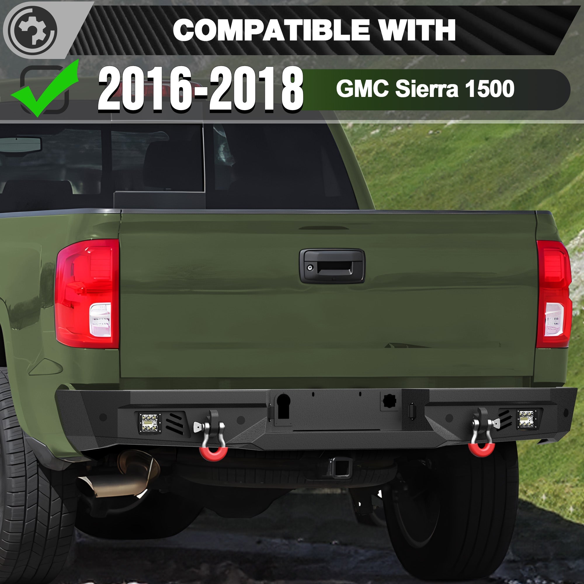 Sierra Front and Rear Bumper Set for 2016 2017 2018 GMC Sierra 1500 Pickup Truck with Winch Plate - nadiaauto