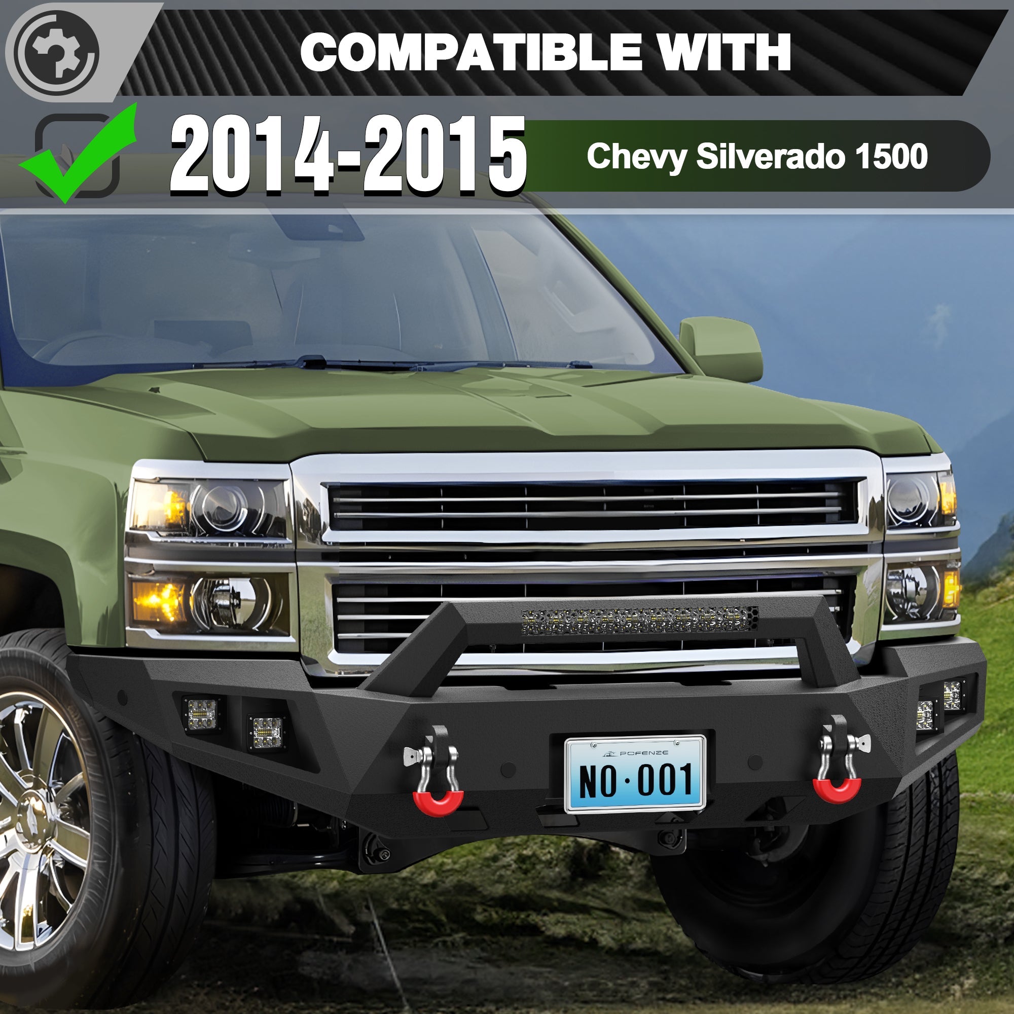 Silverado 1500 Front and Rear Bumper Set for 2014 2015 Chevy Silverado 1500 Pickup Truck - nadiaauto