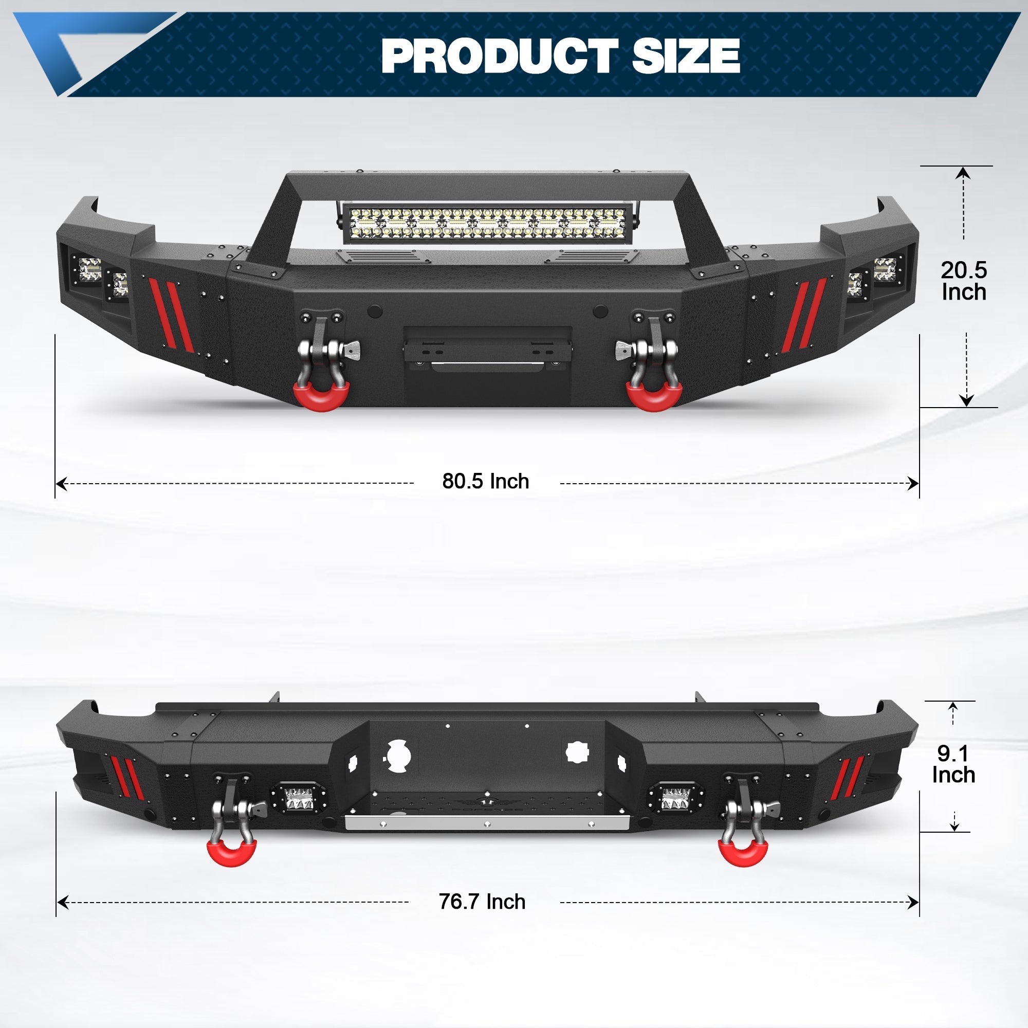 2007-2013 Chevy Silverado 1500 Bumper Set with Winch Plate & Bright LED Lights - nadiaauto