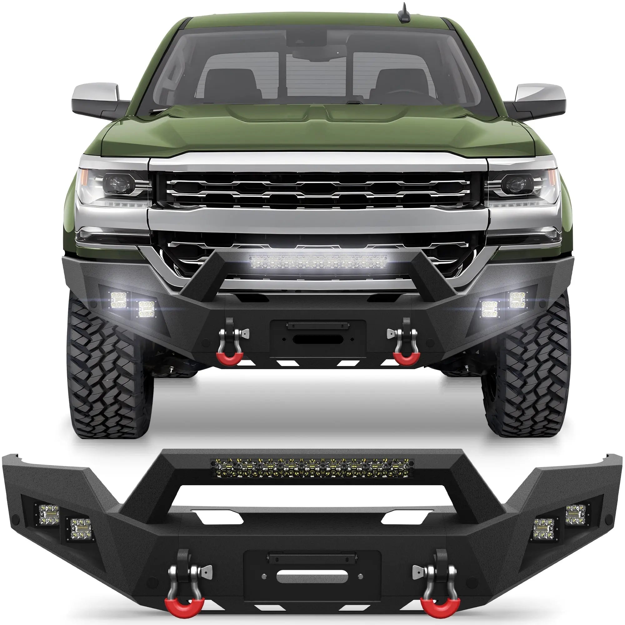 Silverado 1500 Front Bumper for 2016 2017 2018 Chevy Silverado 1500 Pickup with Winch Plate - nadiaauto