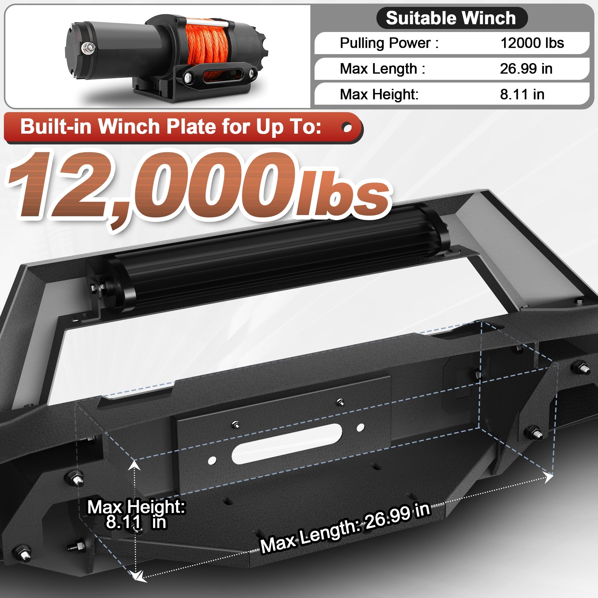 Silverado 1500 Front Bumper for 2016 2017 2018 Chevy Silverado 1500 Pickup with Winch Plate - nadiaauto