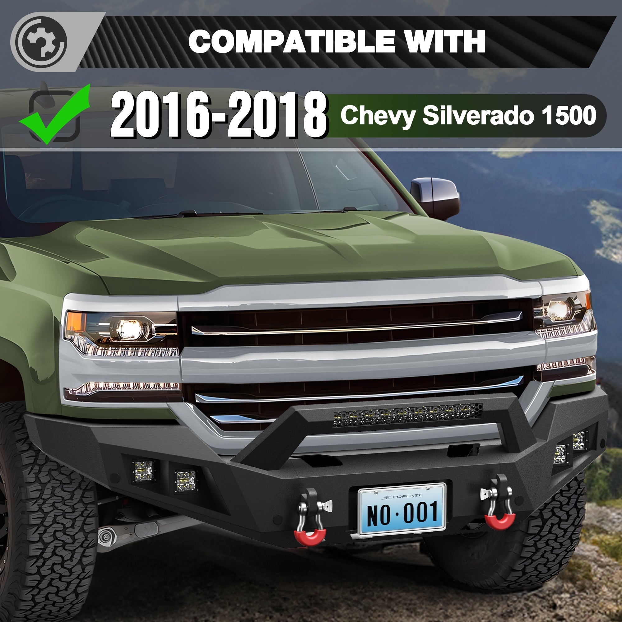 Silverado 1500 Front Bumper for 2016 2017 2018 Chevy Silverado 1500 Pickup with Winch Plate - nadiaauto