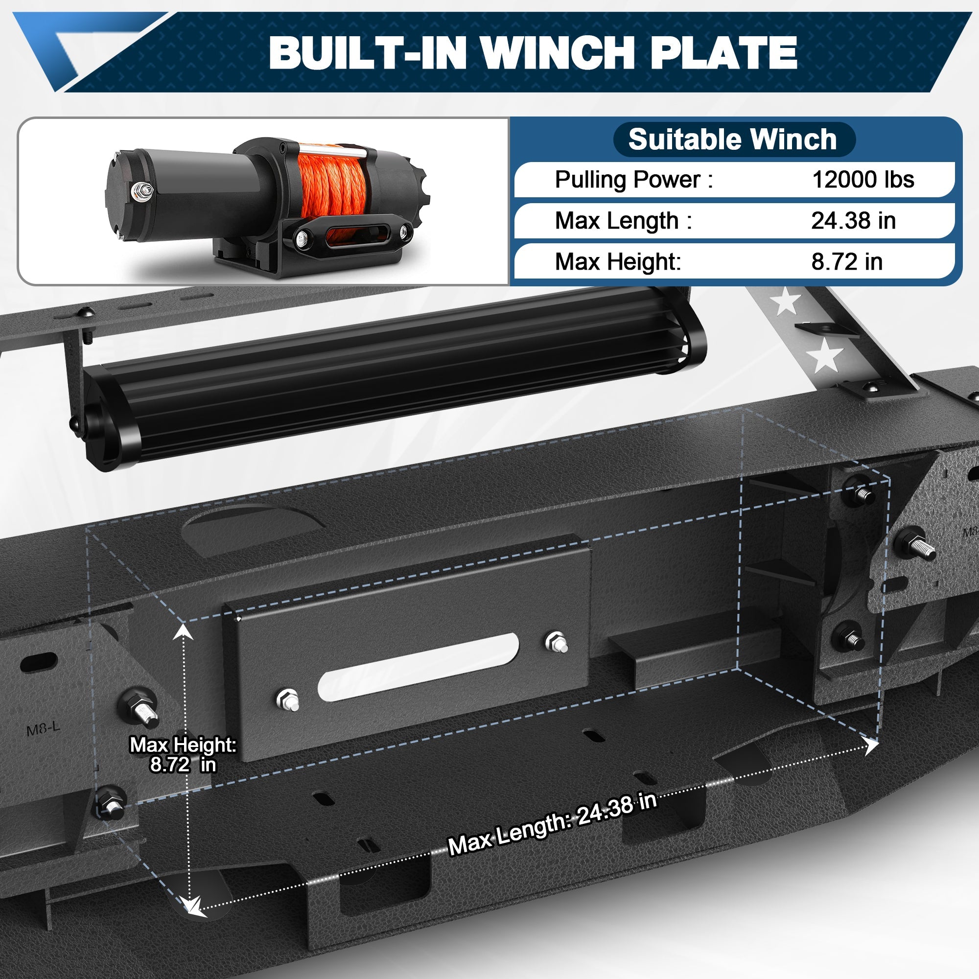 Silverado 1500 Front Bumper for Chevy Silverado 1500 2014 2015 Pickup Truck Bumper with Winch Plate - nadiaauto