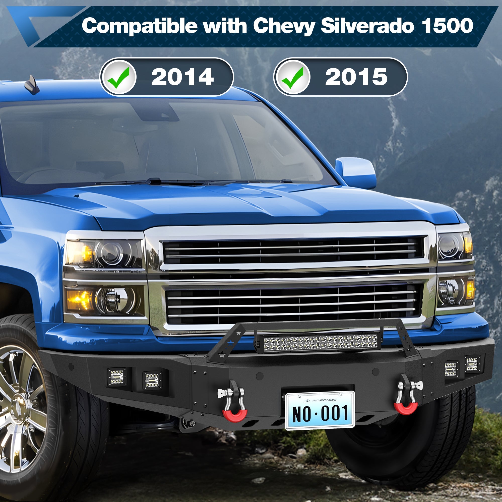Silverado 1500 Front Bumper for Chevy Silverado 1500 2014 2015 Pickup Truck Bumper with Winch Plate - nadiaauto