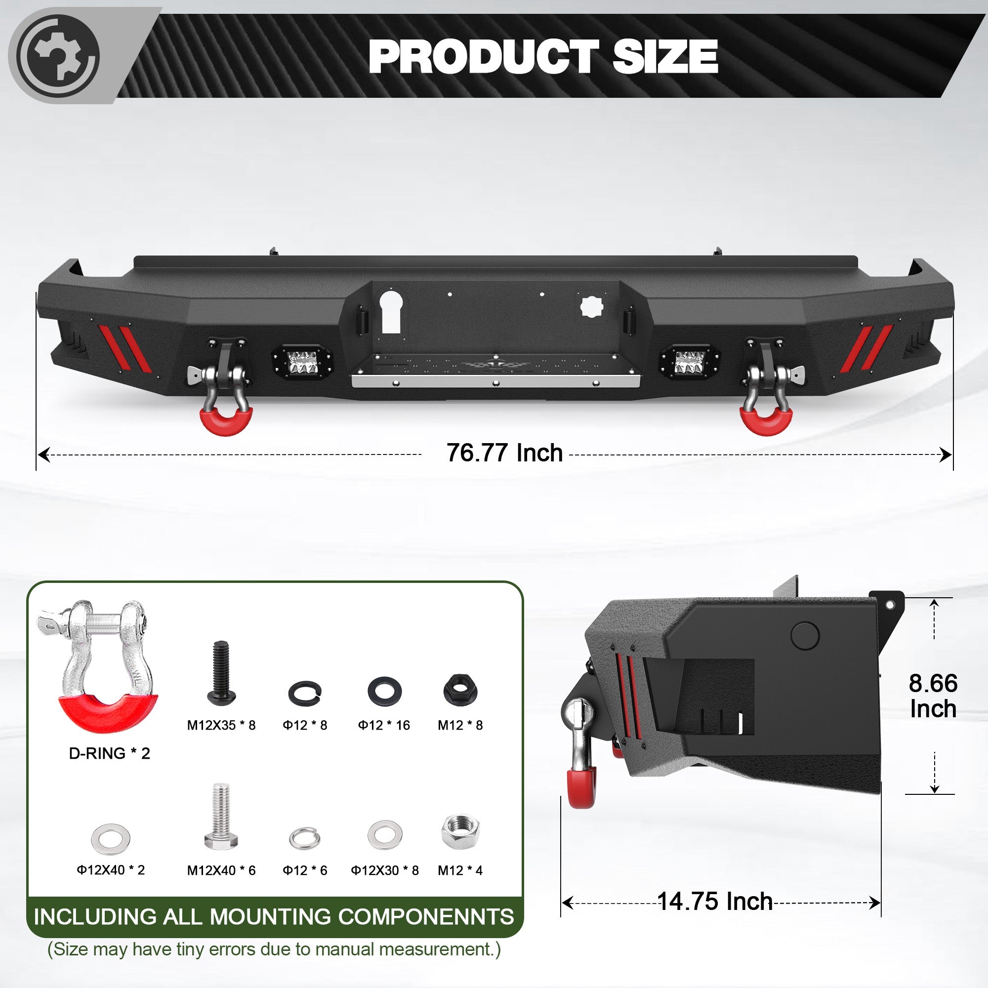Silverado 1500 Rear Bumper Compatible with 2014 2015 2016 2017 2018 Chevrolet Silverado/GMC Sierra 1500 - nadiaauto