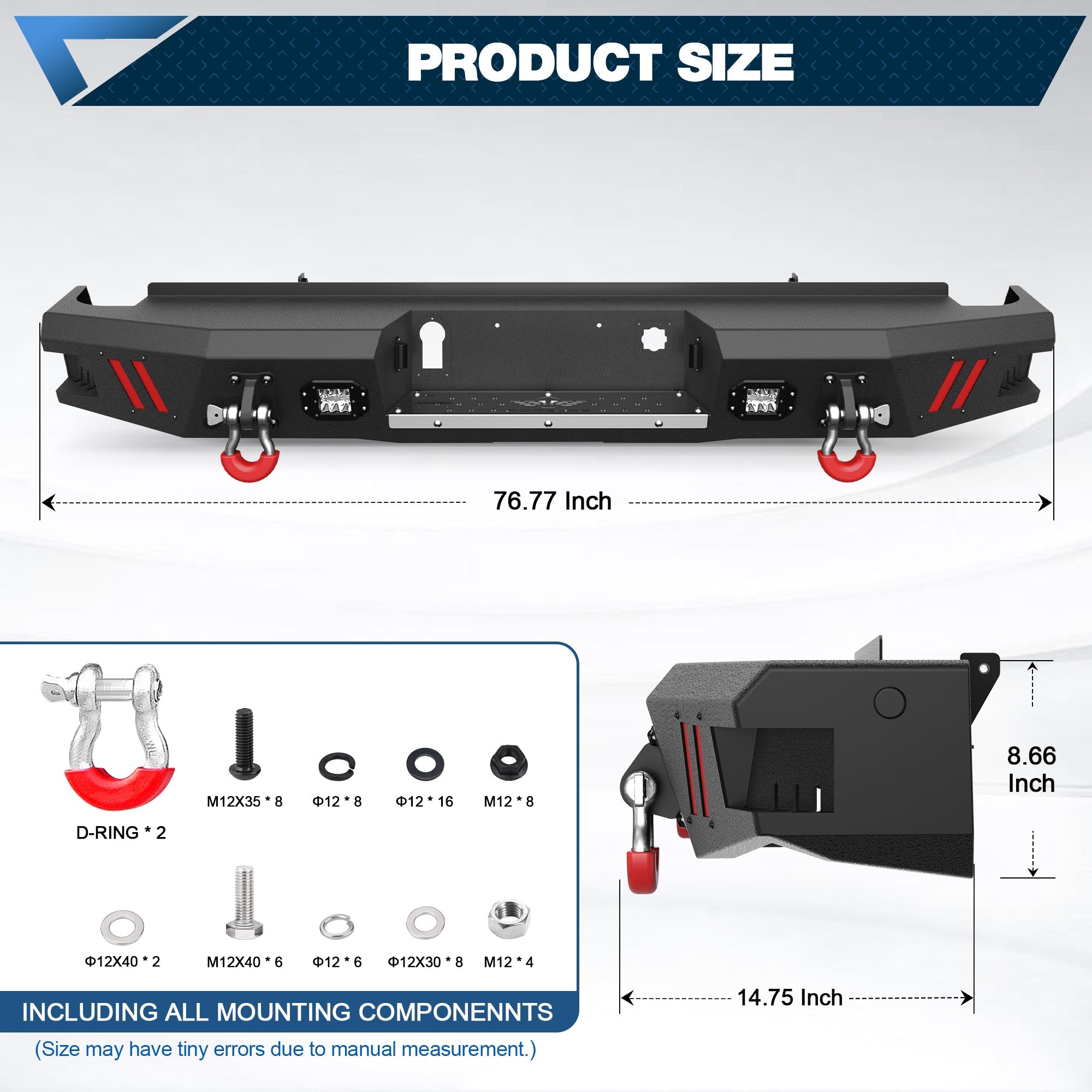 Silverado 1500 Rear Bumper Compatible with 2014 2015 2016 2017 2018 Chevrolet Silverado/GMC Sierra 1500 - nadiaauto