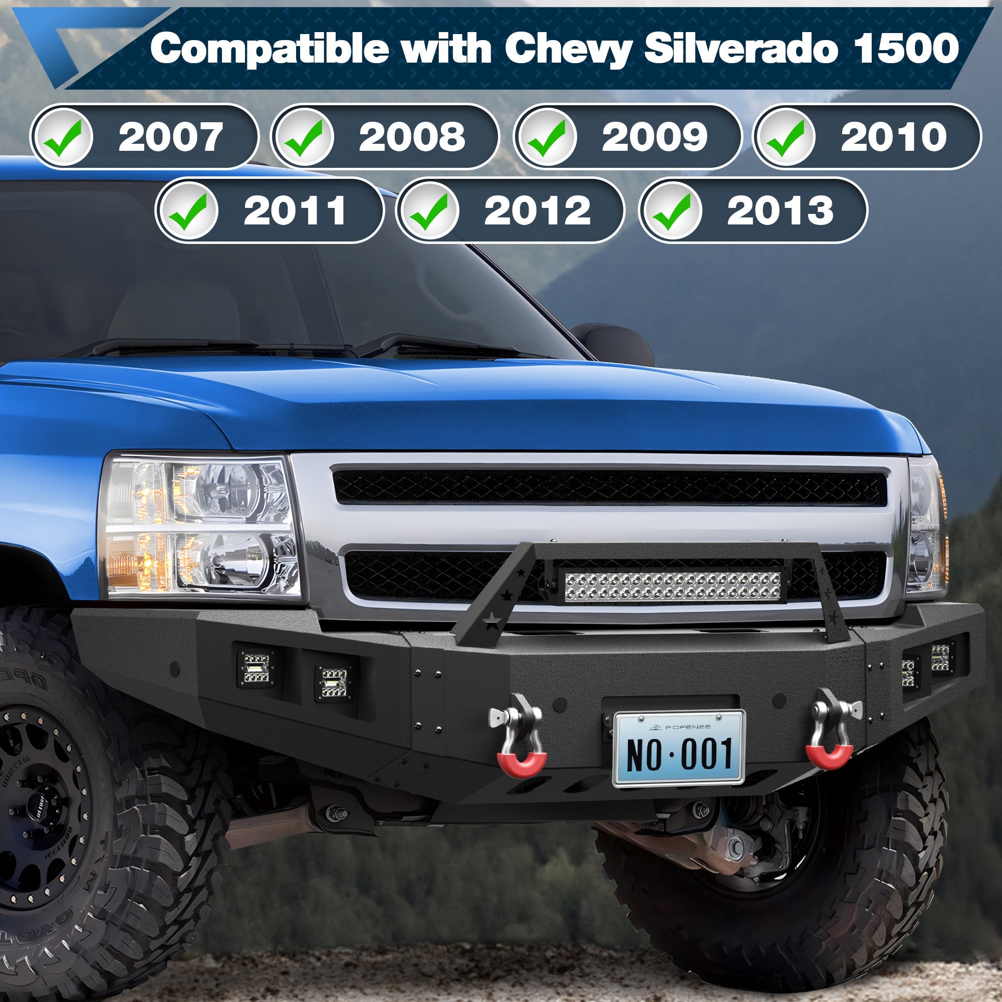 Silverado 1500 Truck Front Bumper and Rear Bumper Set for 2007 - 2013 Chevy Silverado 1500 Pickup w/Winch Plate - nadiaauto