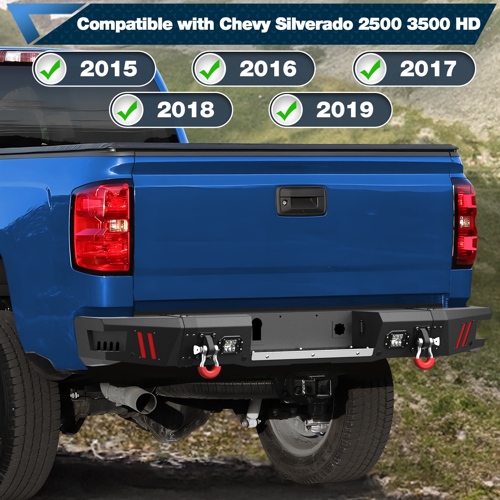 Silverado 2500 Front Bumper and Rear Bumper Combo Fit 2015 2016 2017 2018 2019 Chevrolet Silverado 2500/3500 HD with Winch Plate - nadiaauto