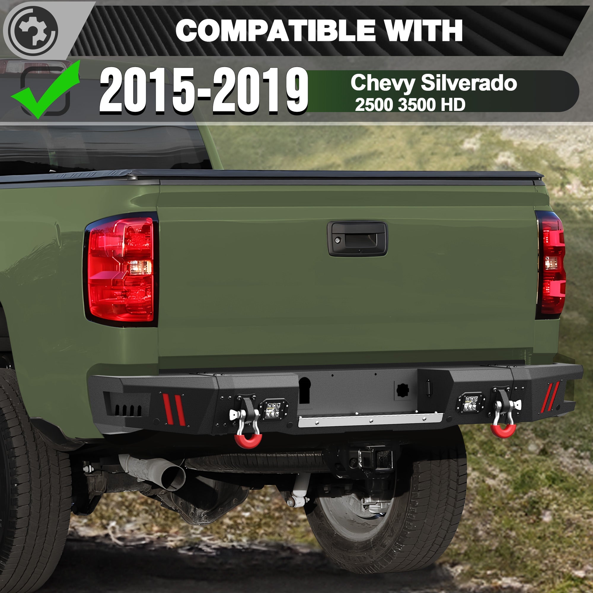 Silverado 2500 Front Bumper and Rear Bumper Combo Fit 2015 2016 2017 2018 2019 Chevrolet Silverado 2500/3500 HD with Winch Plate - nadiaauto
