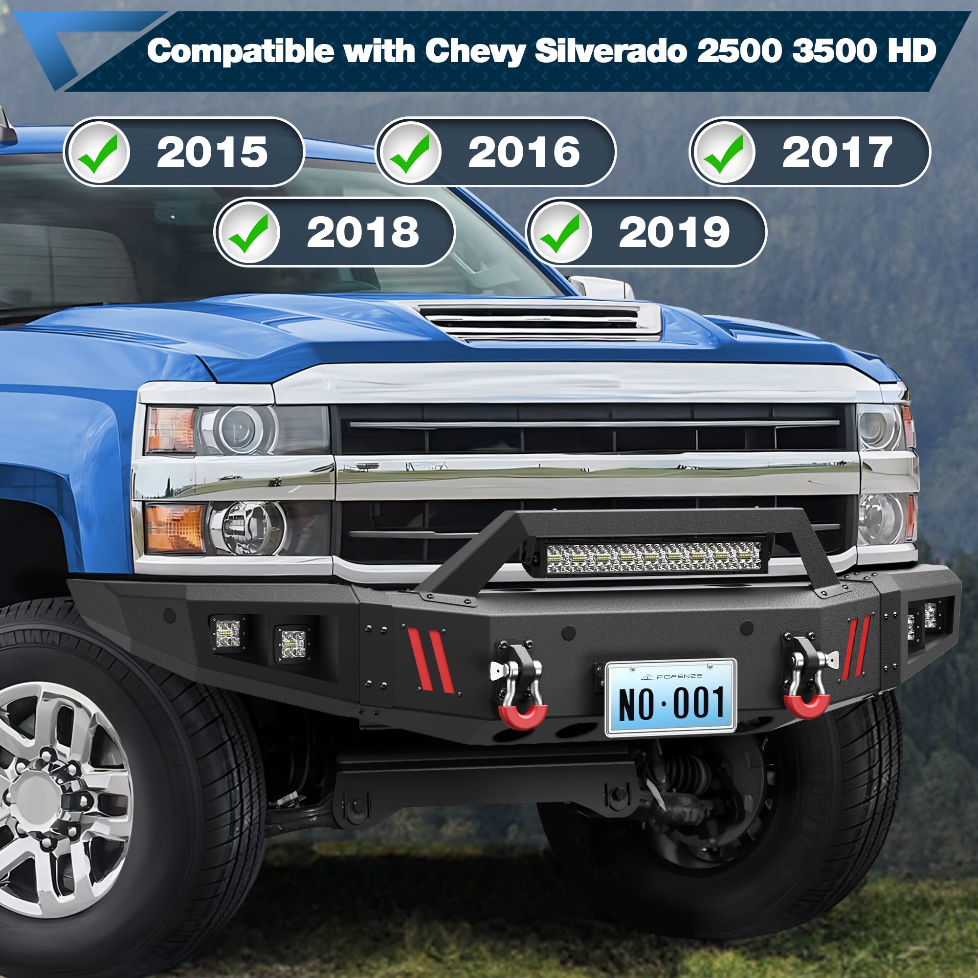 Silverado 2500 Front Truck Bumper Compatible with 2015 2016 2017 2018 2019 Chevrolet Silverado 2500/3500 HD - nadiaauto