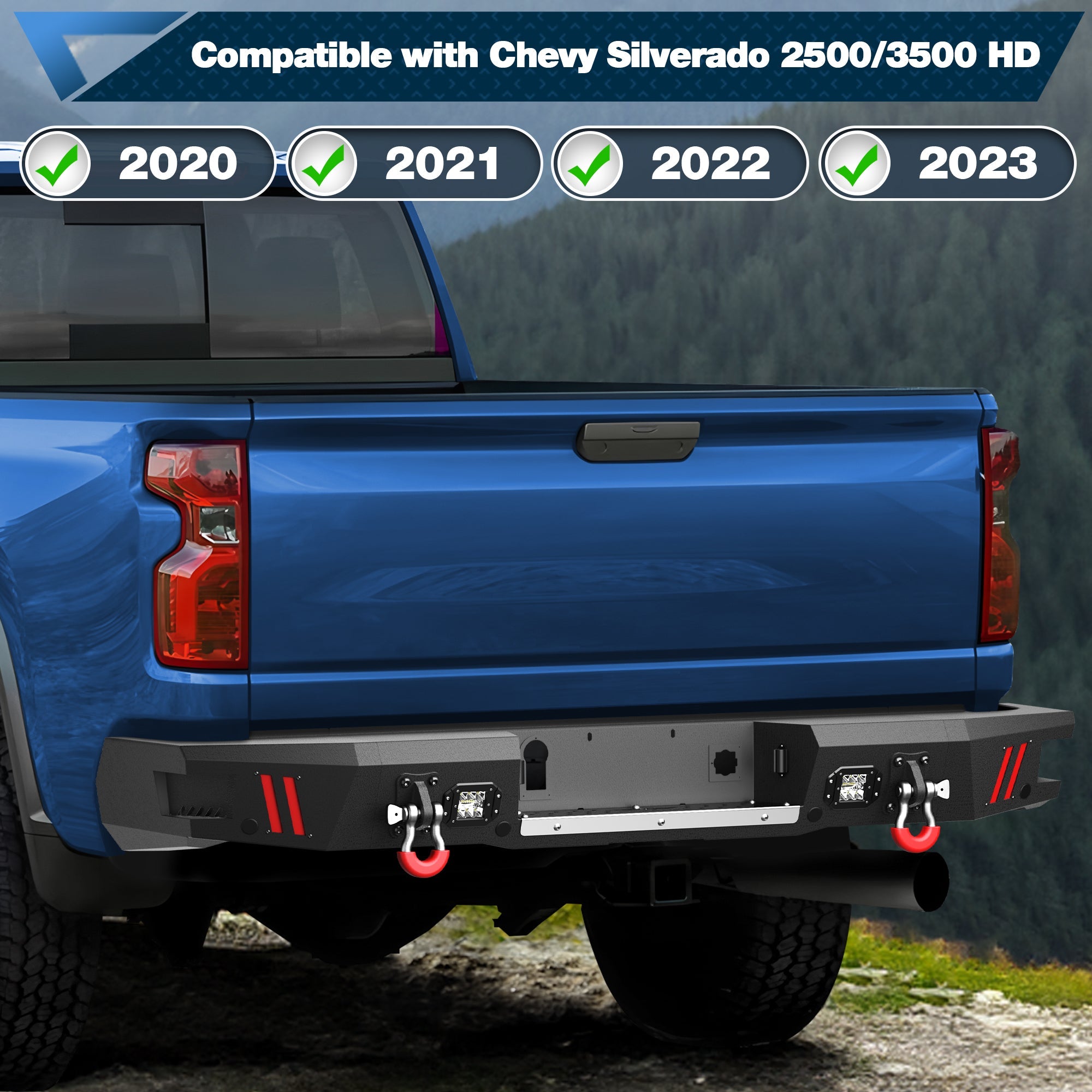 Silverado 2500/3500 Front Bumper and Rear Bumper Combo for 2020 2021 2022 2023 Chevrolet Silverado 2500/3500 HD w/Winch Plate - nadiaauto