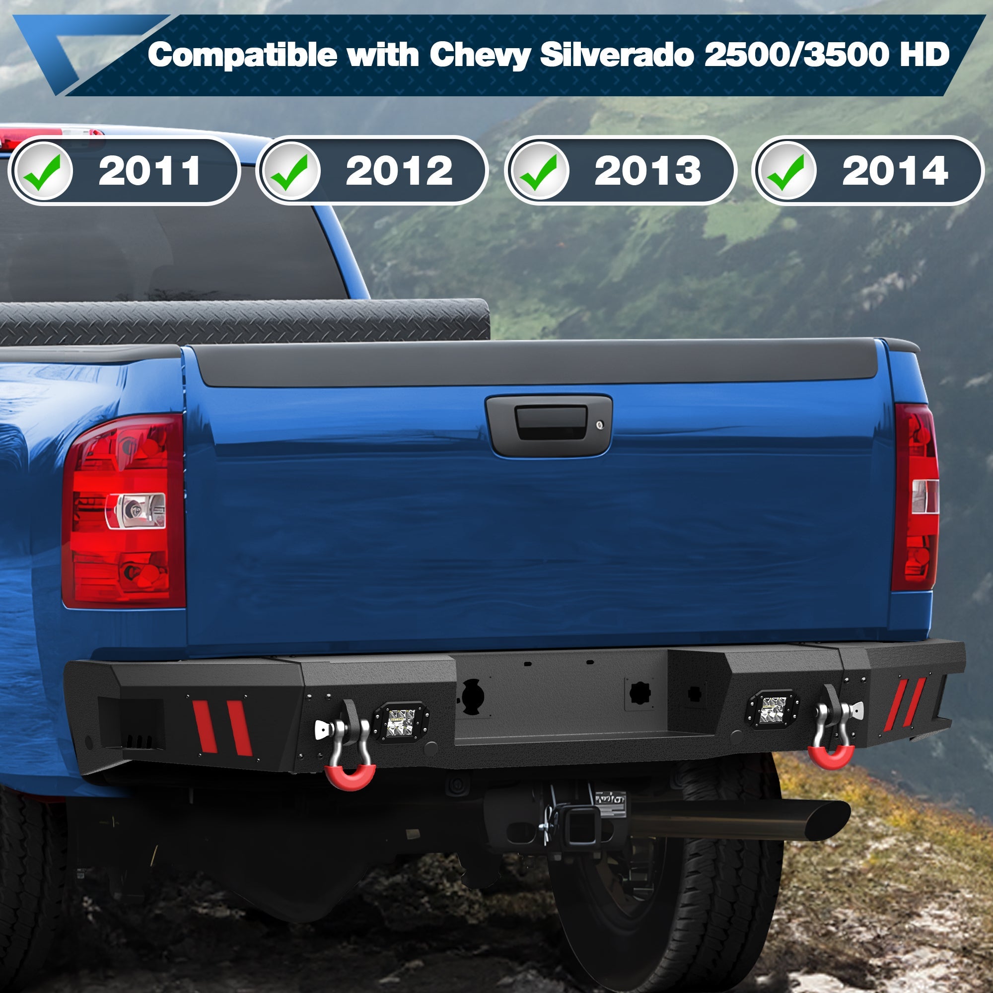Silverado 2500/3500 HD Front Bumper and Rear Bumper Combo for 2011 2012 2013 2014 Chevrolet Silverado 2500/3500 HD w/Winch Plate - nadiaauto
