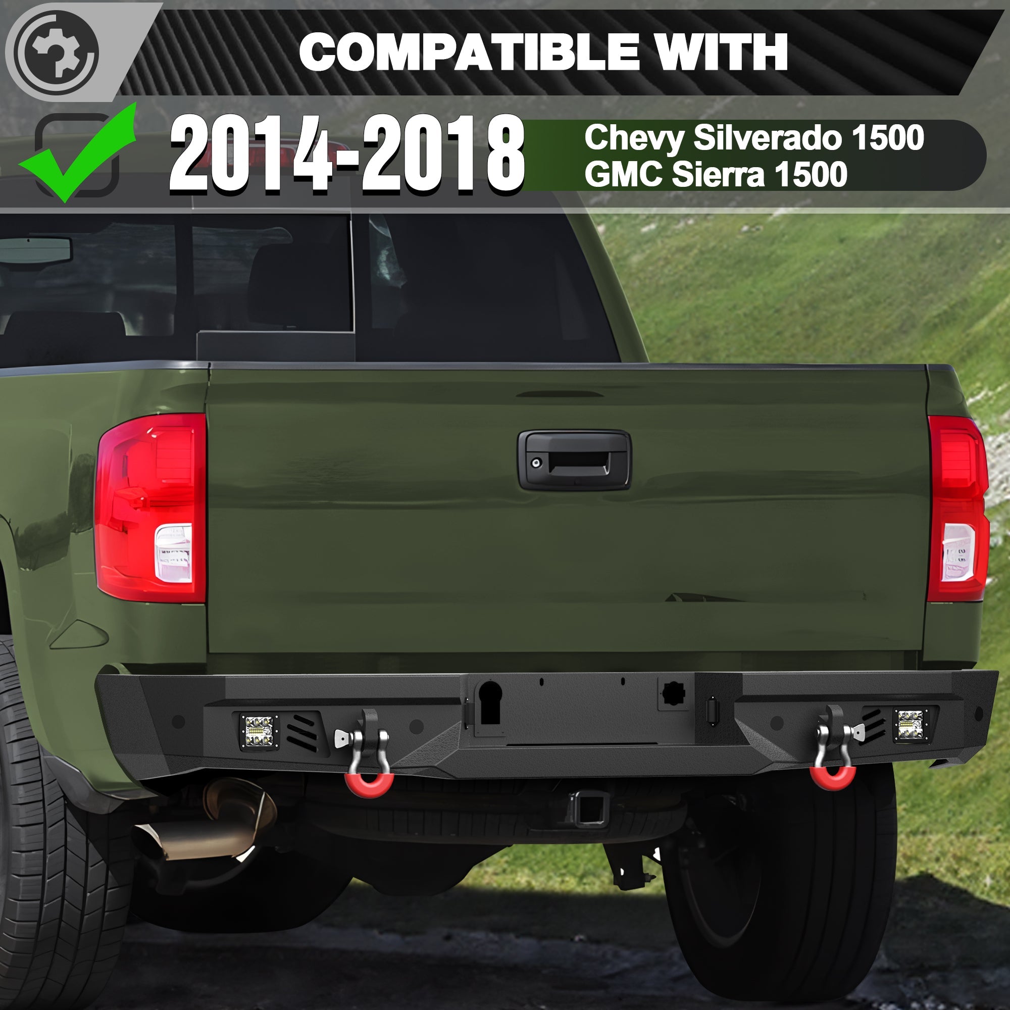 Silverado Rear Back Bumper for 2014 2015 2016 2017 2018 Chevy Silverado 1500/GMC Sierra 1500 - nadiaauto