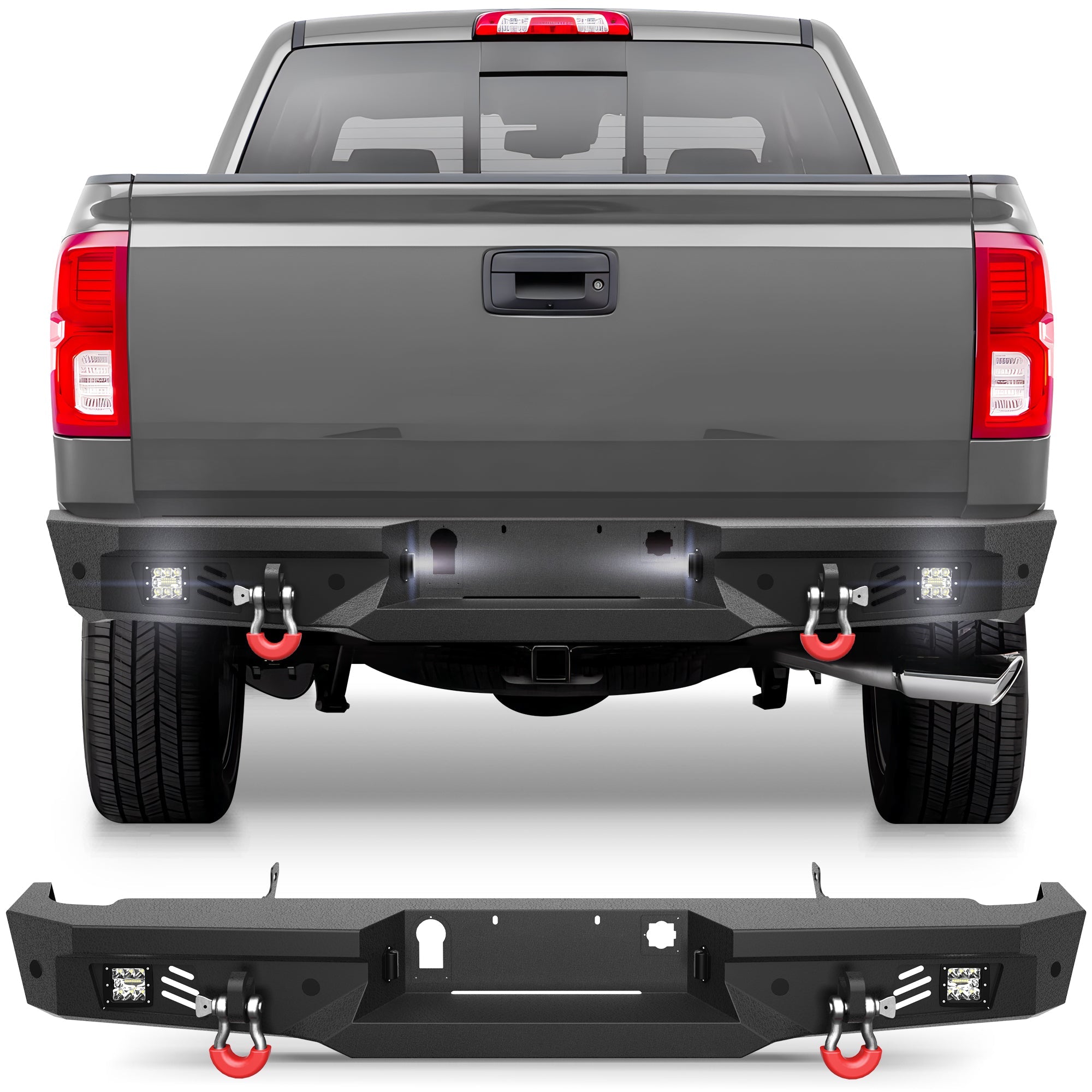 Silverado Rear Back Bumper for 2014 2015 2016 2017 2018 Chevy Silverado 1500/GMC Sierra 1500 - nadiaauto