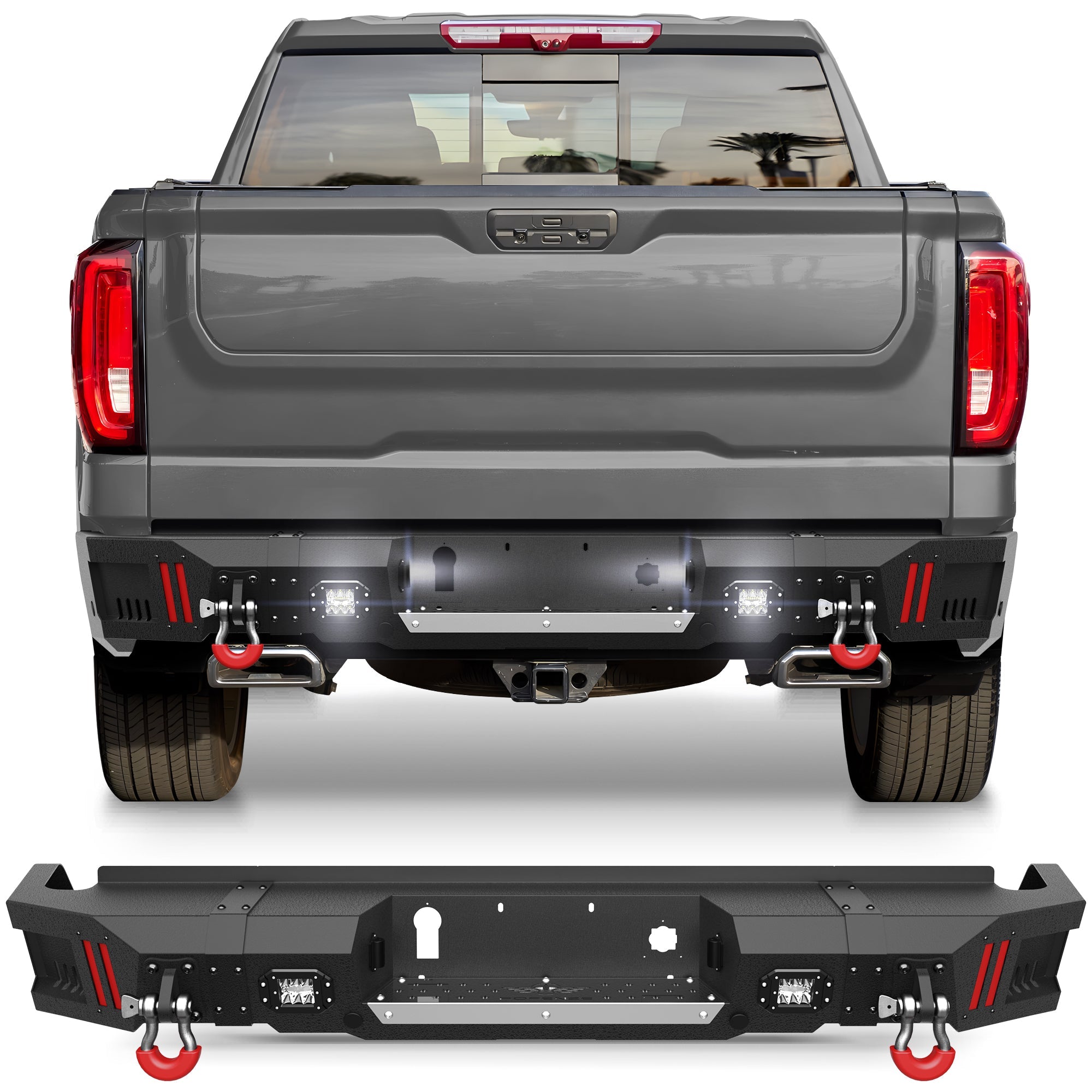 Silverado/Sierra 1500 Rear Bumper for 2019 2020 2021 2022 2023 2024 2025 Chevy Silverado 1500/GMC Sierra 1500 - nadiaauto