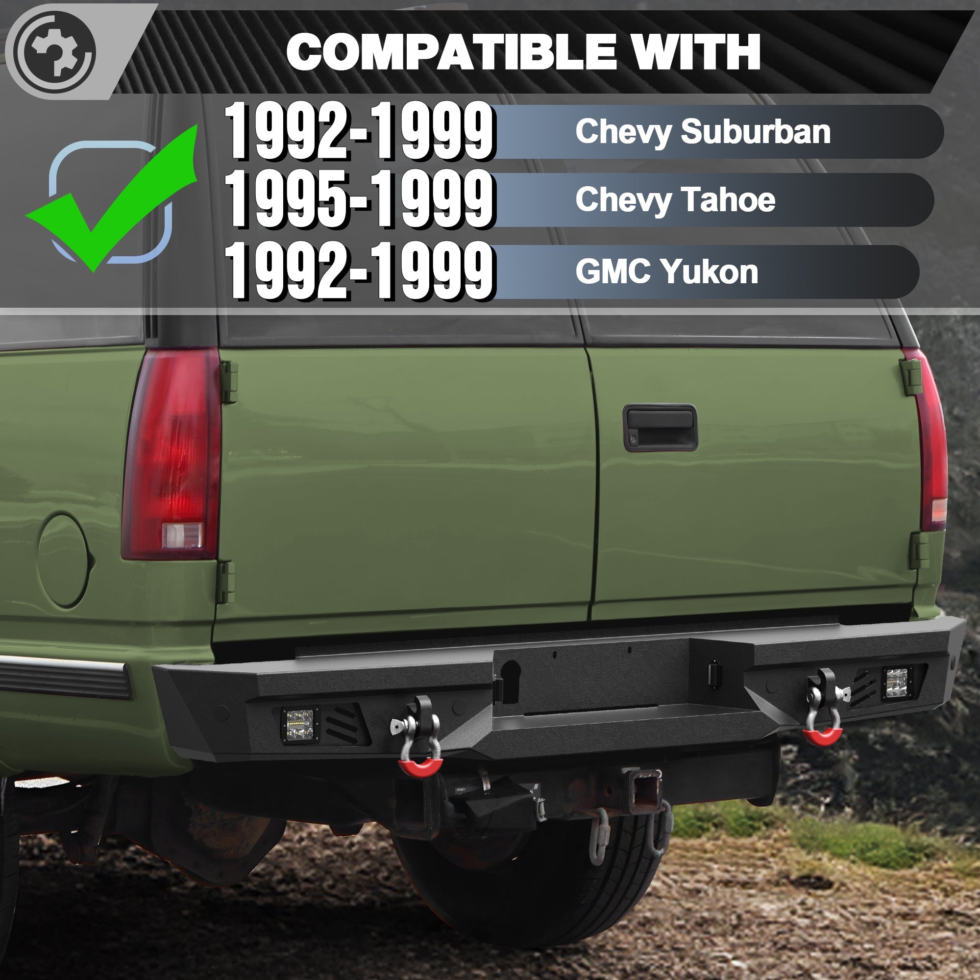 Suburban Rear Bumper for 1992-1999 Chevy Suburban/GMC Yukon and 1995-1999 Chevy Tahoe - nadiaauto