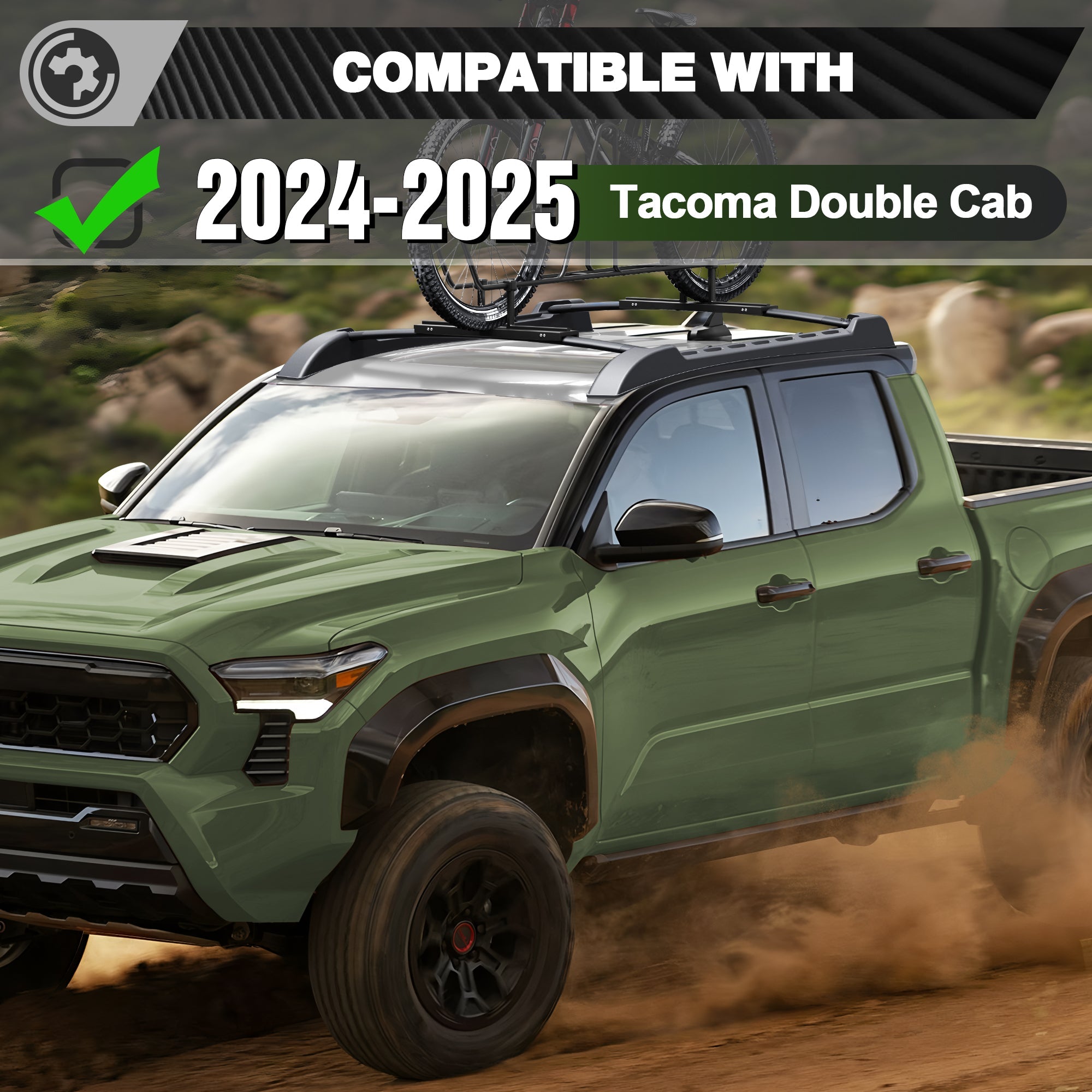Tacoma Cargo Carriers Roof Rack Fit for 2024-2025 Toyota Tacoma Double Cab Aluminum - nadiaauto