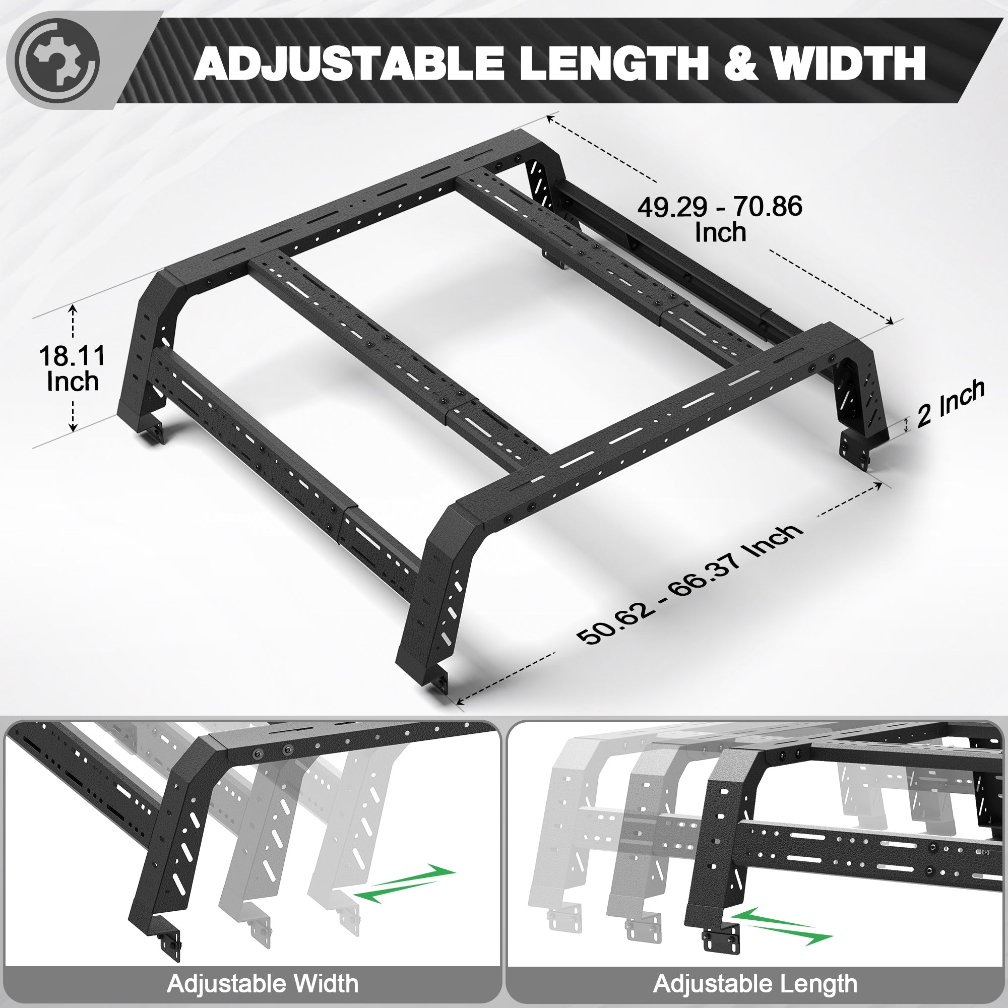 Truck Bed Rack for Mid & Full Size Pickup Trucks, 49.2