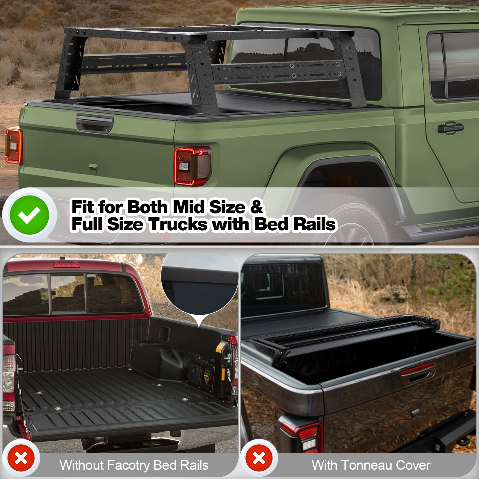 Truck Bed Rack for Mid & Full Size Pickup Trucks, 49.2