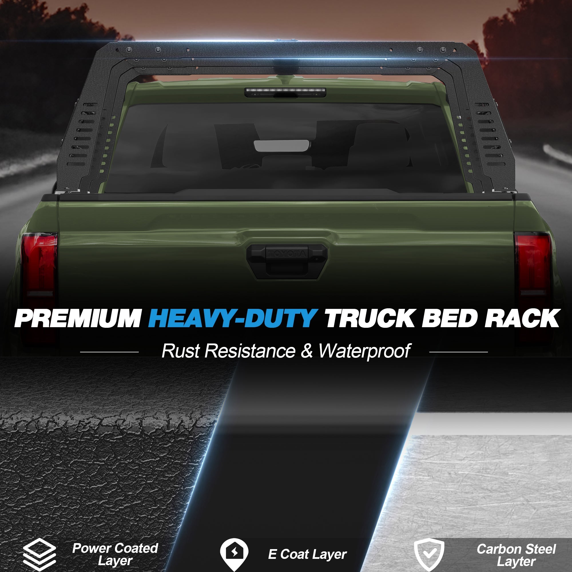 Truck Bed Rack for Toyota Tacoma 2005-2026 & Tundra 2014-2026, Adjustable Overland Cargo Rack with Factory Bed Rails, Rooftop Tent & Kayak Carrier - nadiaauto