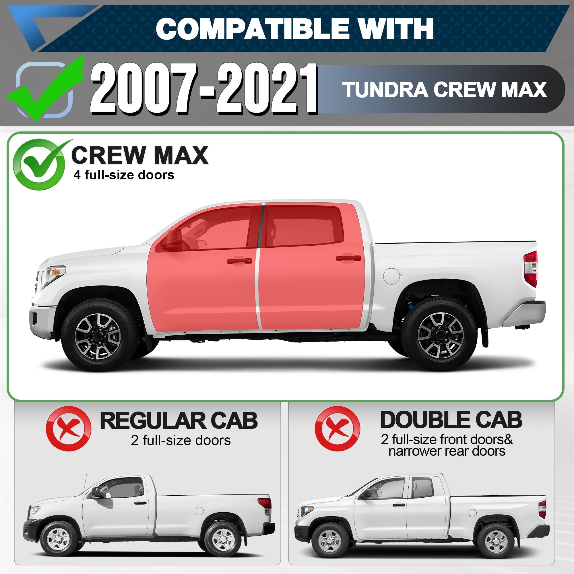 Tundra Running Boards Side Steps Fits for 2007 - 2021 Toyota Tundra CrewMax 4 - Door - nadiaauto