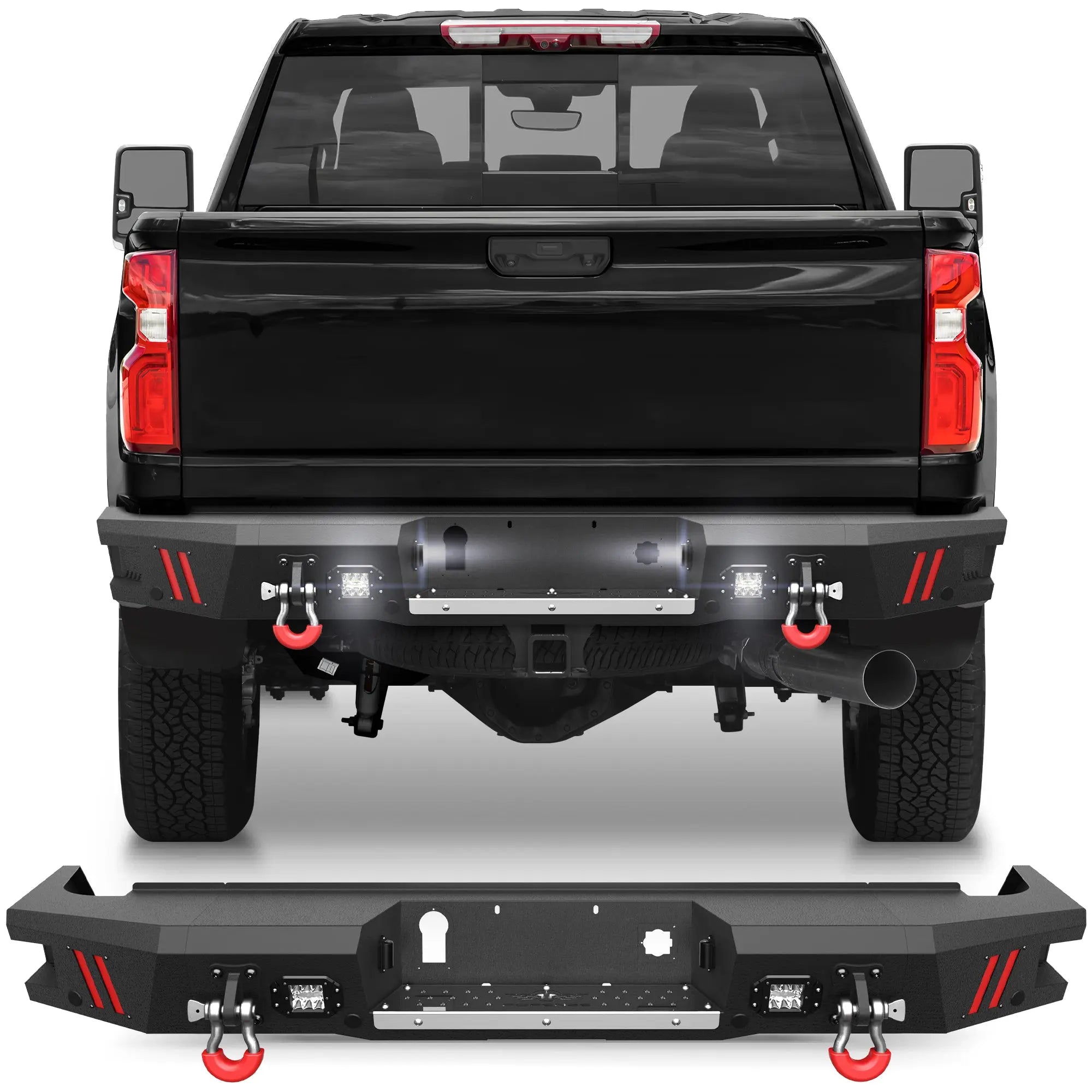 Longsun Rear Bumper for 2020 2021 2022 2023 2024 2025 2026 Chevy Silverado/GMC Sierra 2500/3500 HD