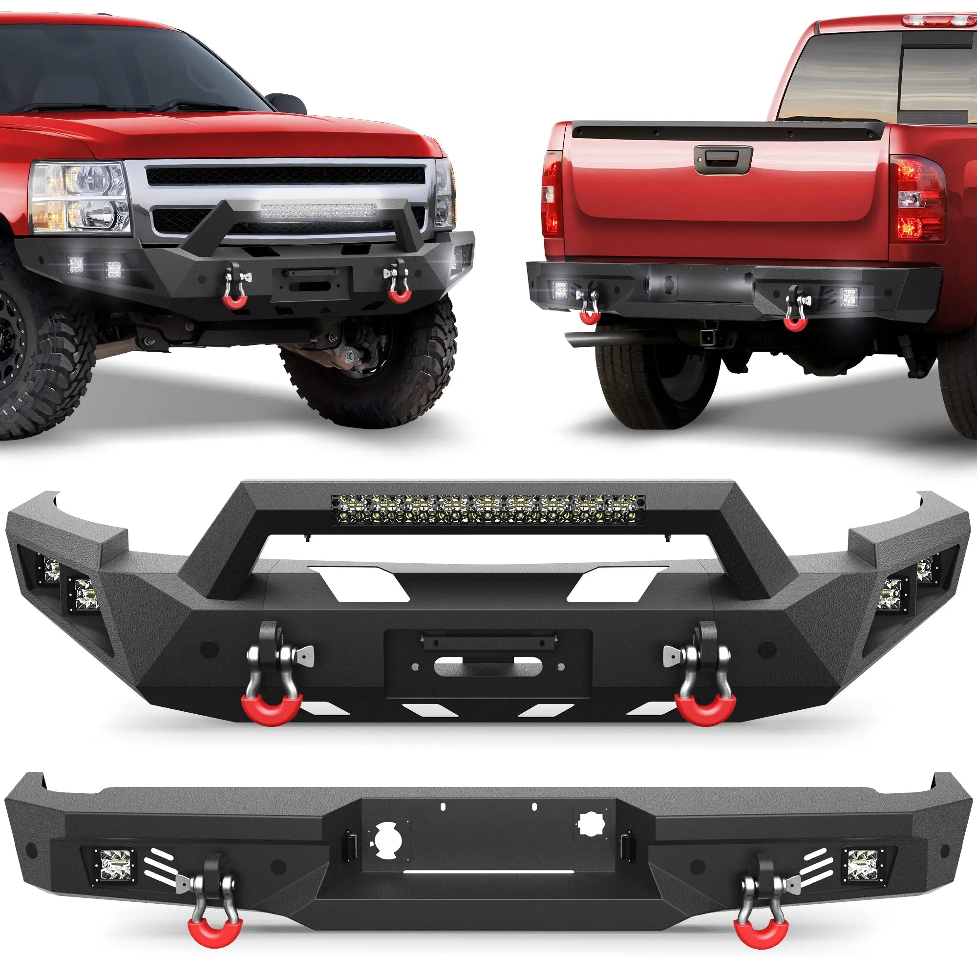 Longsun Silverado 1500 Front Bumper and Rear Bumper for 2007-2013 Chevy Silverado 1500
