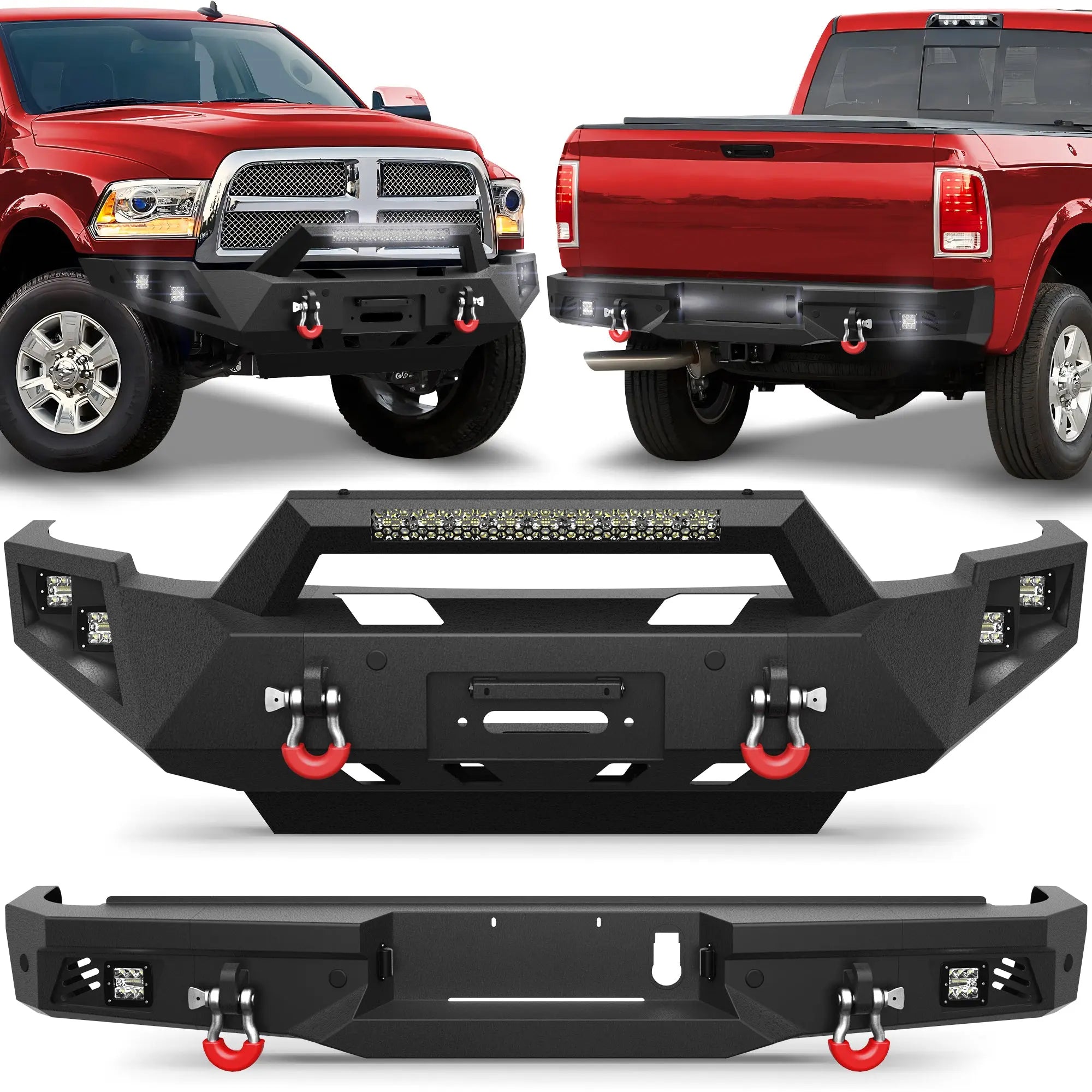 Longsun Ram 2500 Front and Rear Bumper Set w/Winch Plate for 2010-2018 Dodge Ram 2500/3500