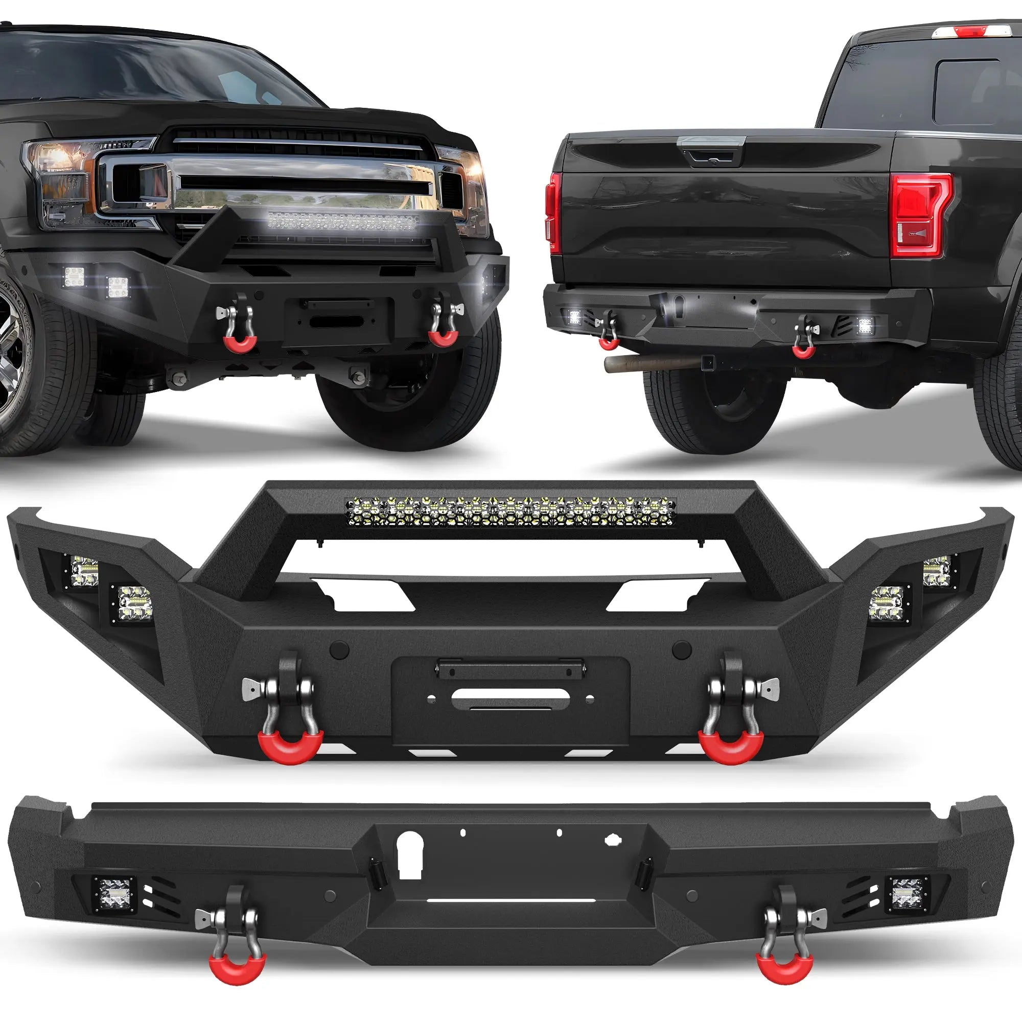 Longsun F150 Front and Rear Bumper Set for 2018 2019 2020 Ford F150 Pickup Truck (Not Fit Raptor)