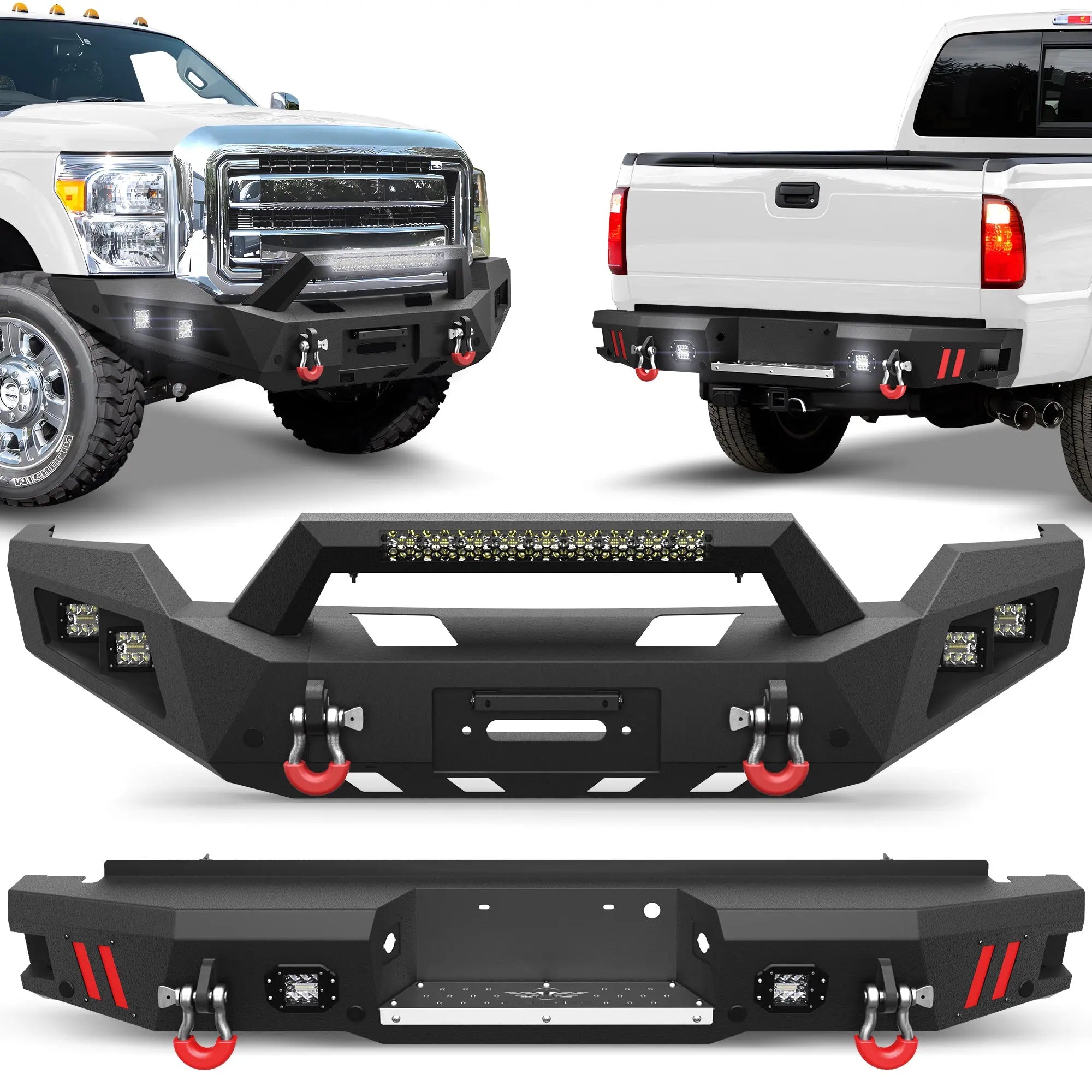 Longsun F250 Front and Rear Bumper Set for 2011-2016 Ford F250/F350/F450 Truck