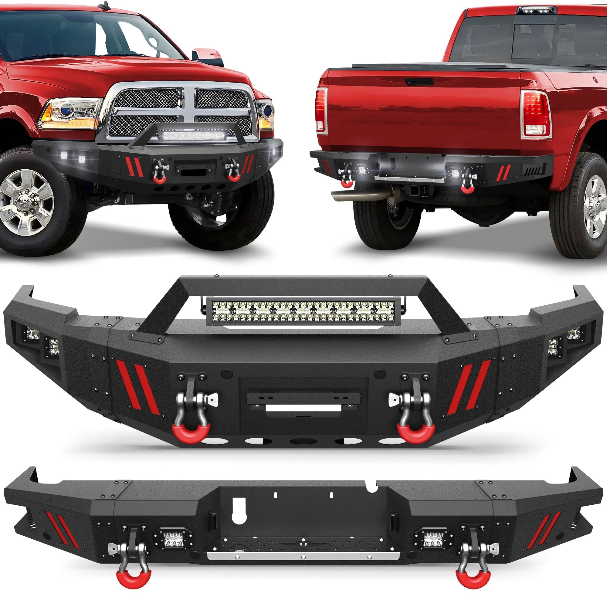 Longsun Ram 1500 Front and Rear Bumper Set for 2013-2018 Ram 1500 (Exclude Rebel) and 2019-2024 Ram 1500 Classic (Exclude Warlock)