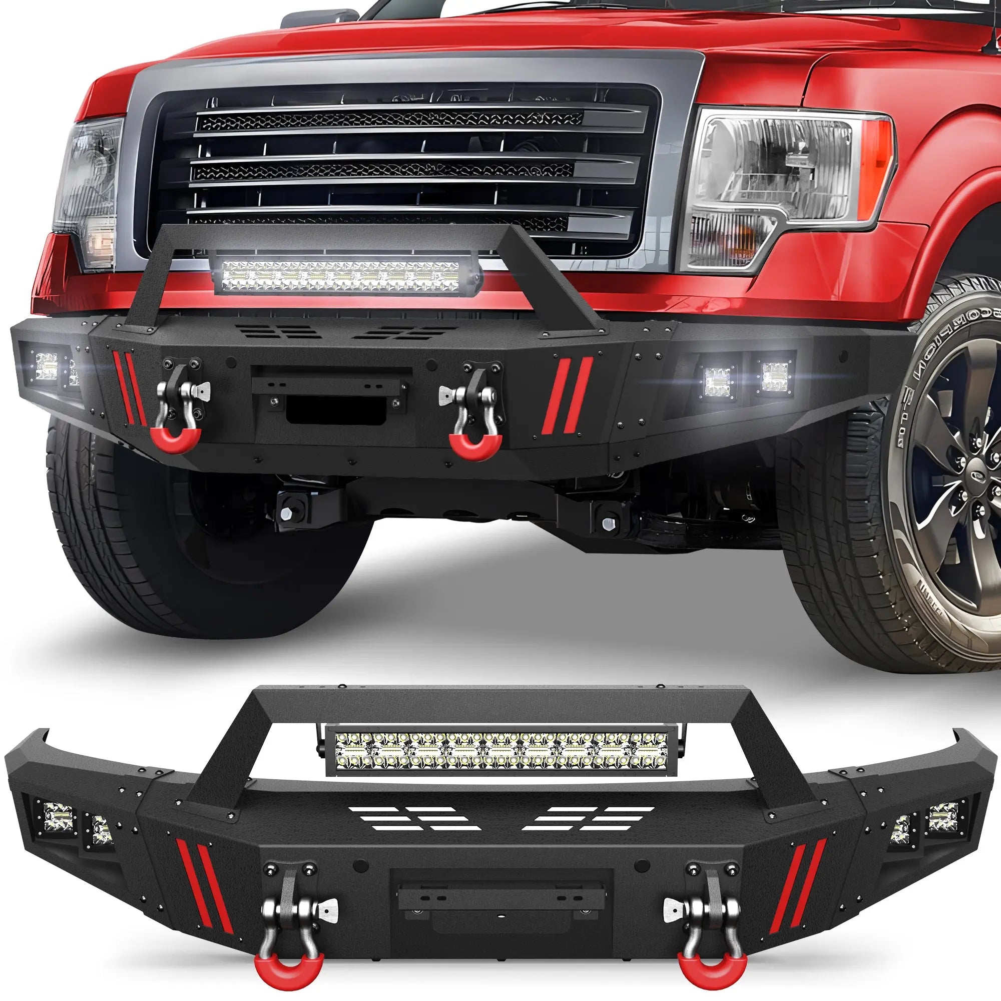 Longsun F150 Full Width Front Bumper with Winch Plate for 2009-2014 Ford F-150 (Excluding Raptor)