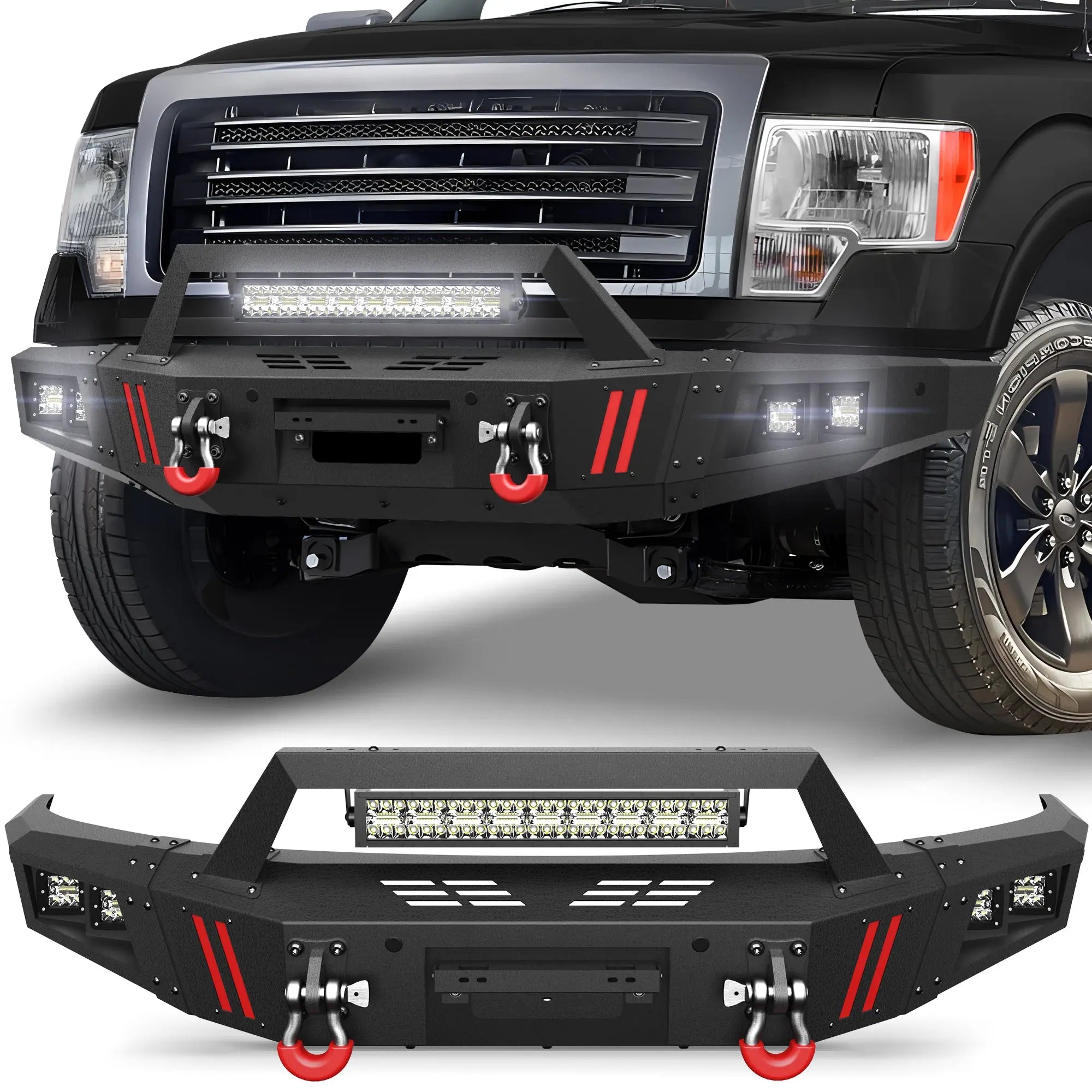 Longsun F150 Full Width Front Bumper with Winch Plate for 2009-2014 Ford F-150 (Excluding Raptor)